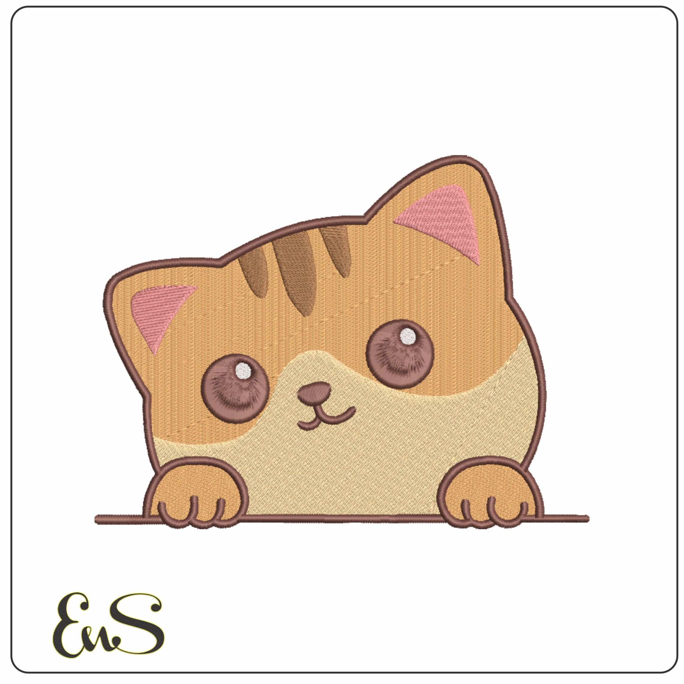 Cat on Straight Line- Elegant embroidery design file - instant download