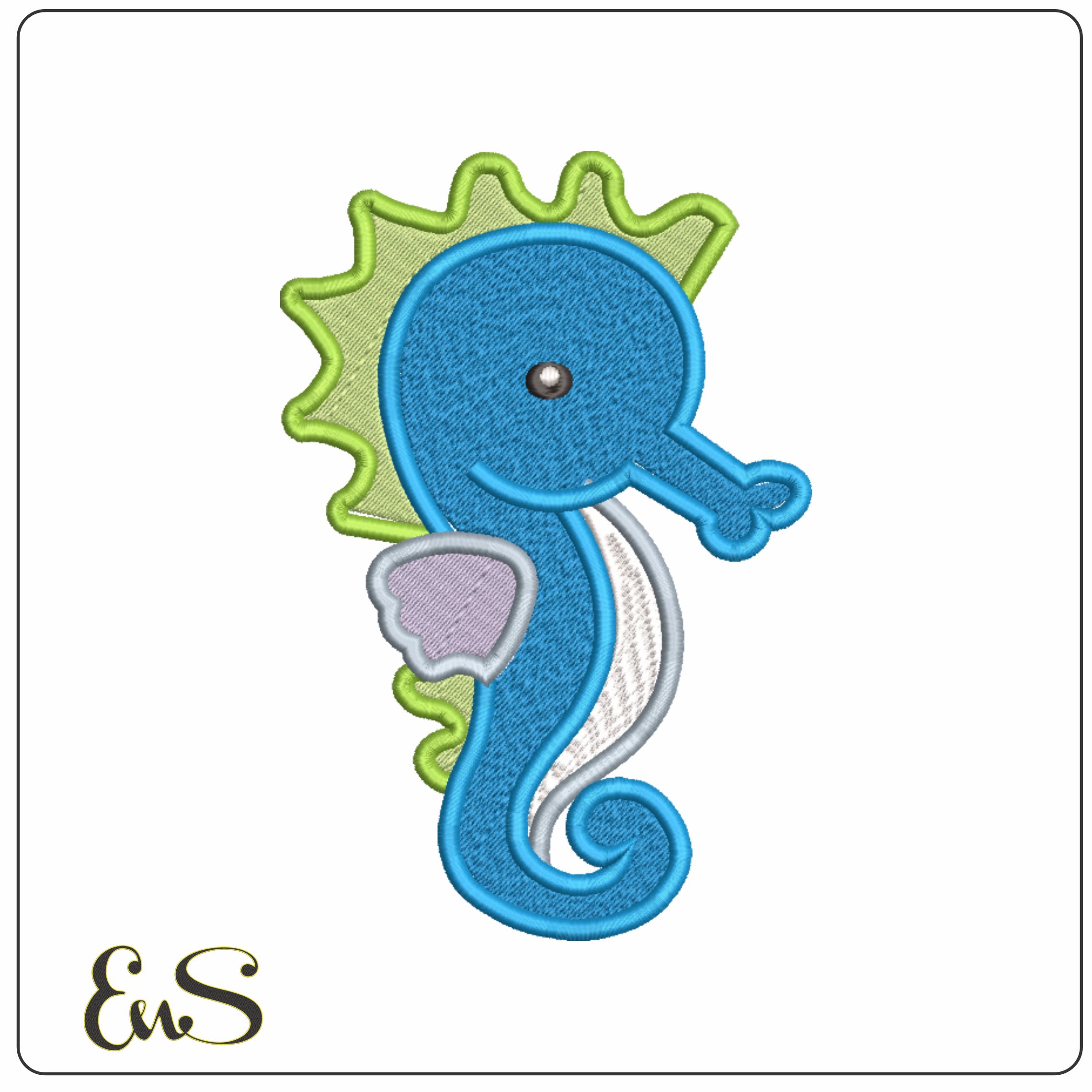 Children Seahorse- Elegant embroidery design file - instant download