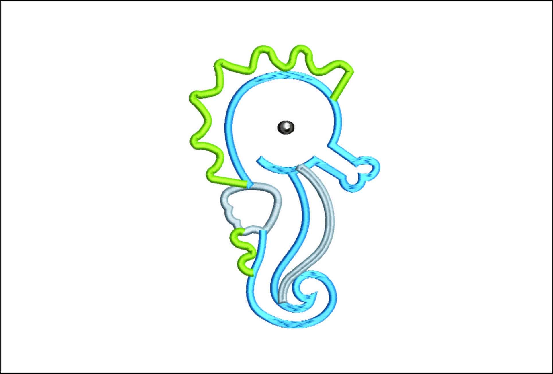 Children Seahorse Applique- Elegant embroidery design file - instant download
