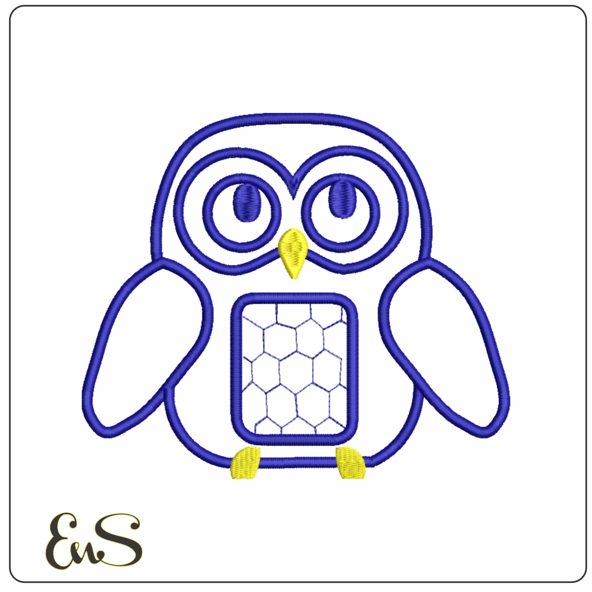 Childrens Owl Applique- Elegant embroidery design file - instant download