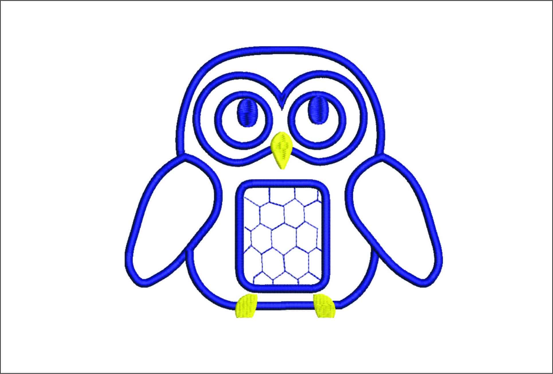 Childrens Owl Applique- Elegant embroidery design file - instant download