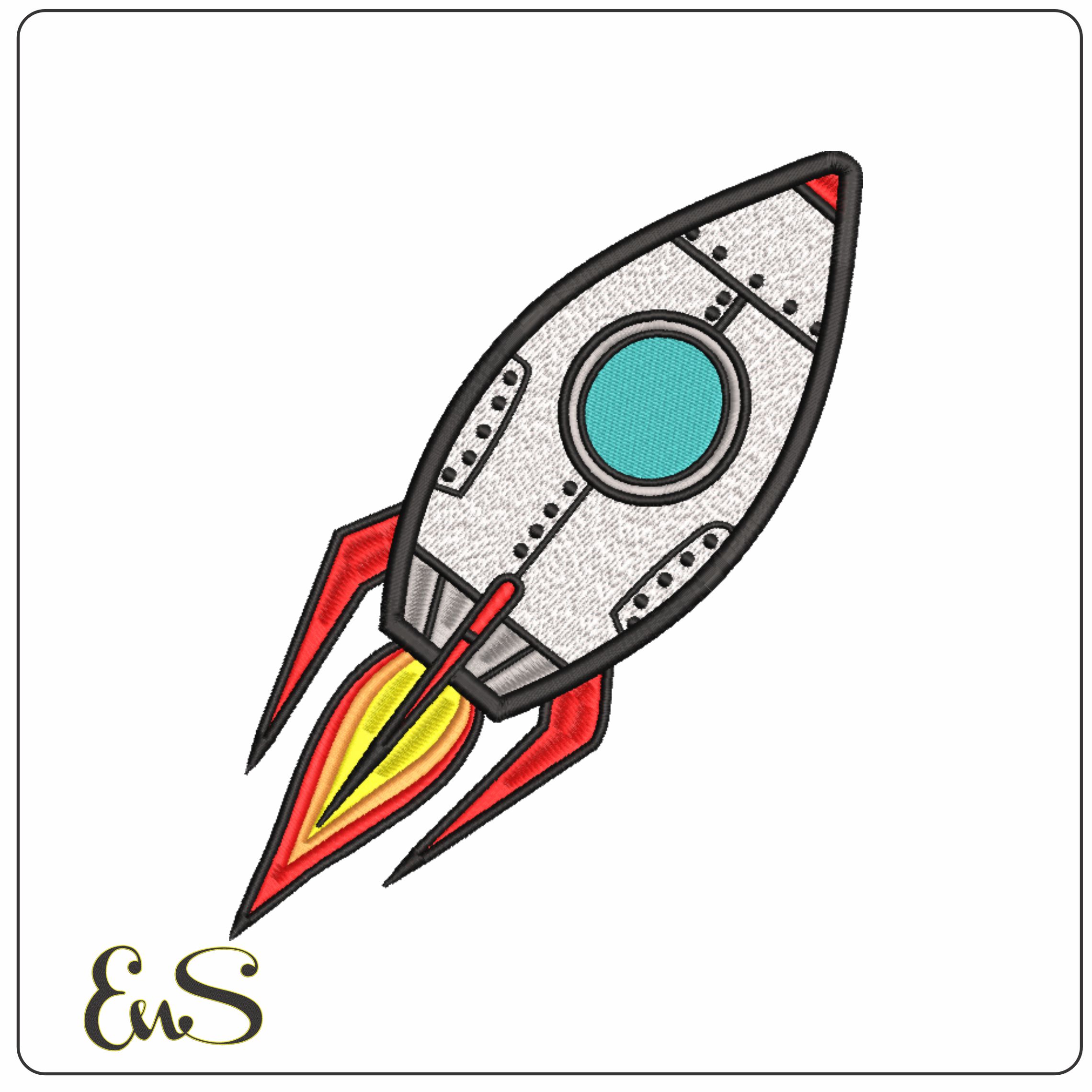 Children's Space Rocket- Elegant embroidery design file - instant download