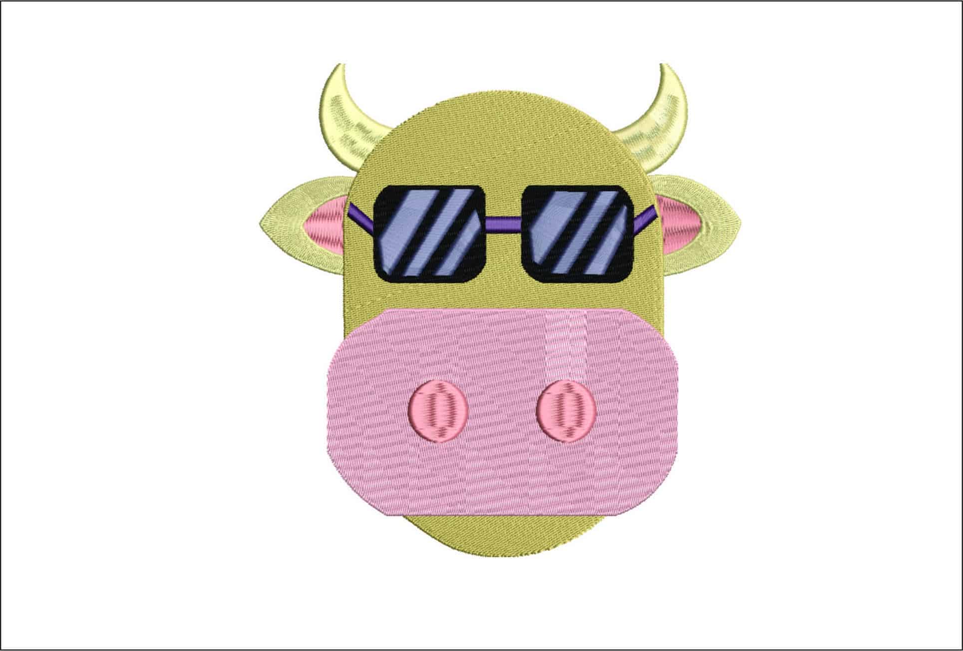 Cool Cow Head- Elegant embroidery design file - instant download