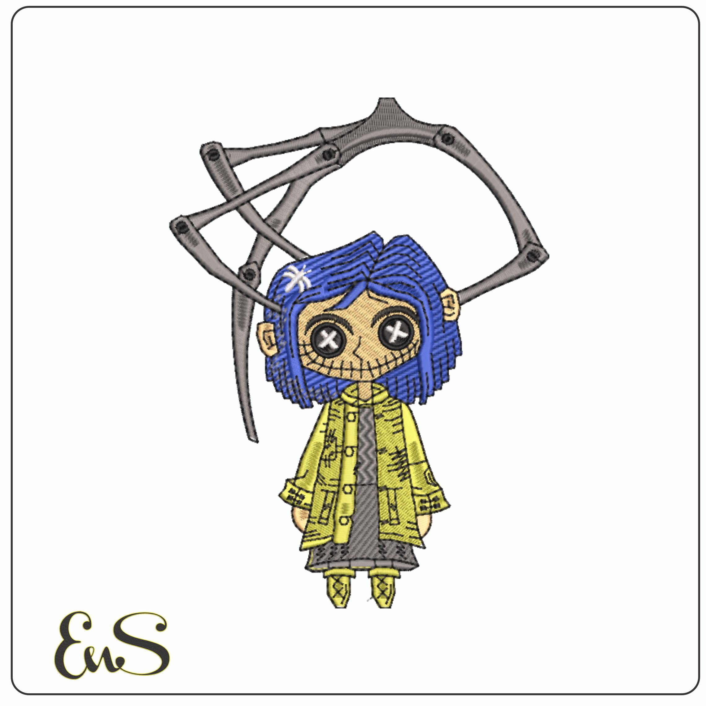 Coraline Halloween- Elegant embroidery design file - instant download