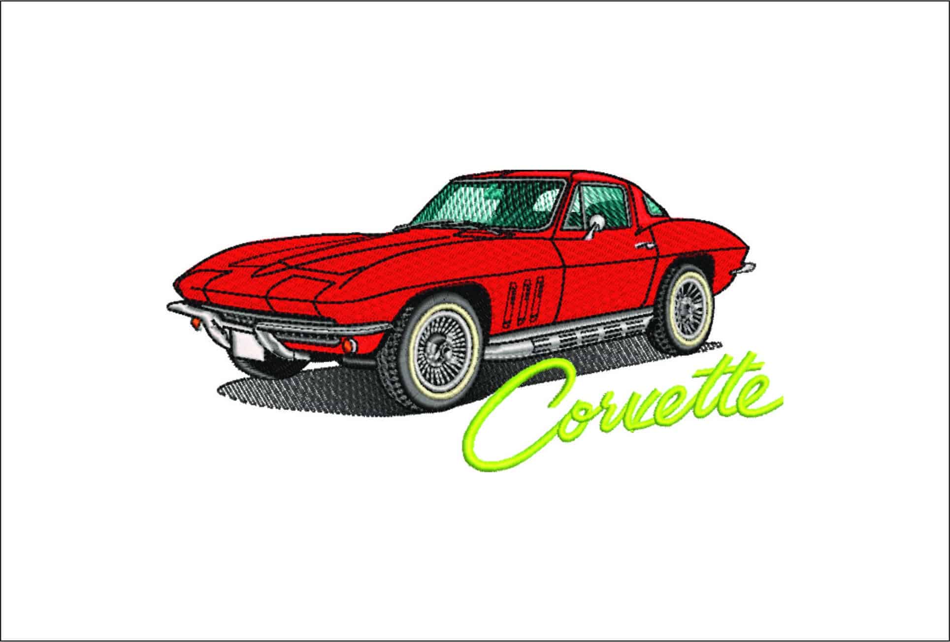 Corvette stingray 64 Corvette Lettering- Elegant embroidery design file - instant download