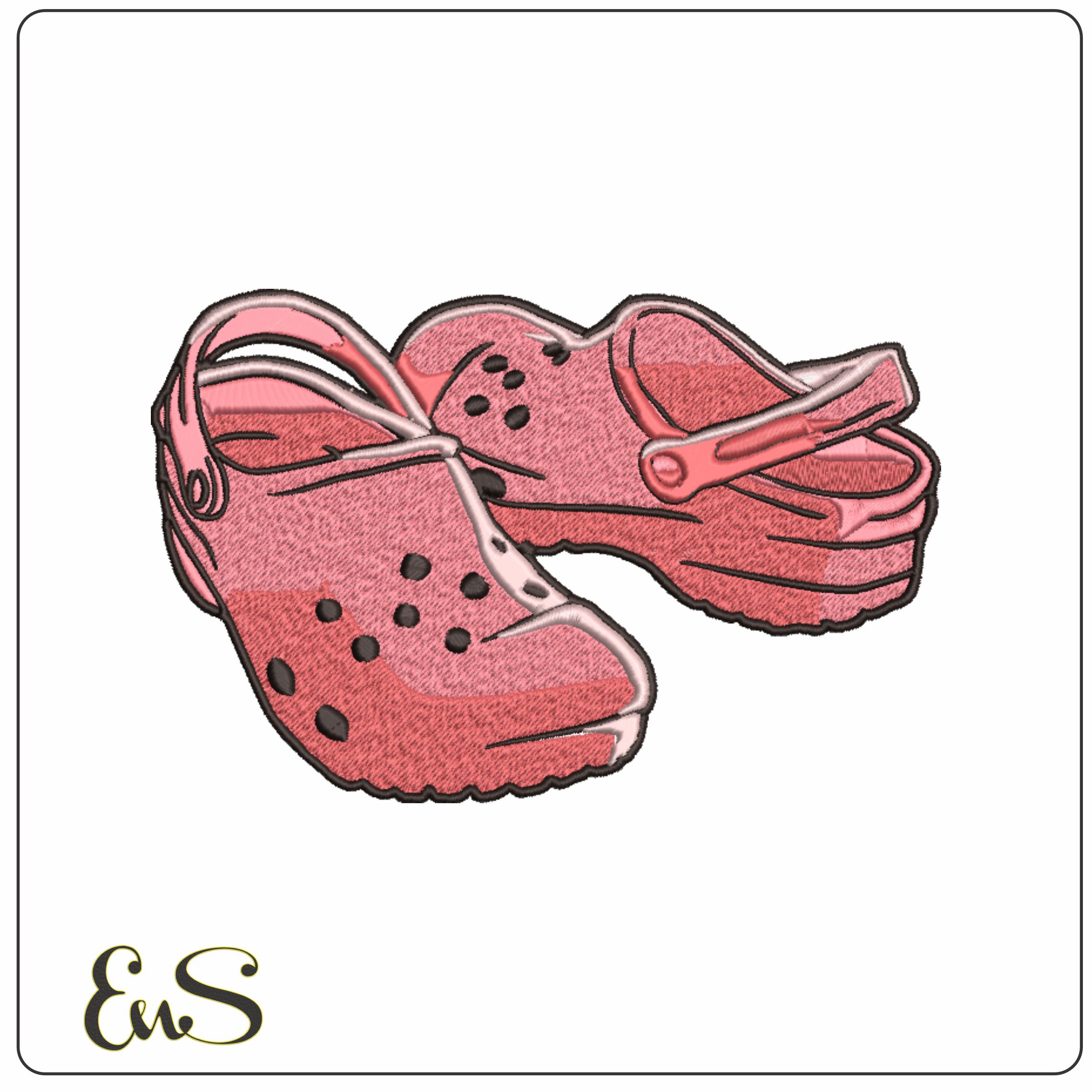 Croc Style Shoes- Elegant embroidery design file - instant download
