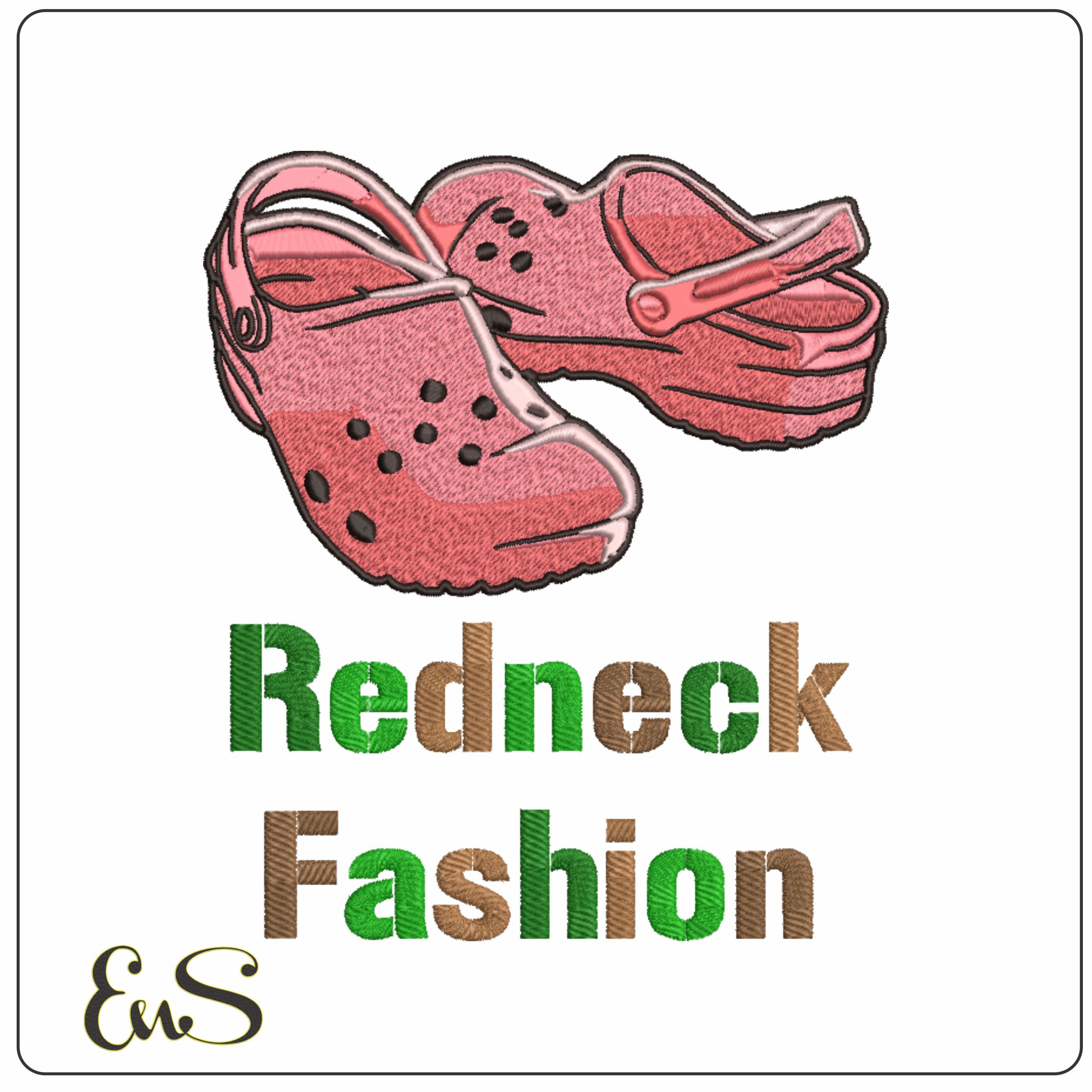 Crocs Redneck- Elegant embroidery design file - instant download