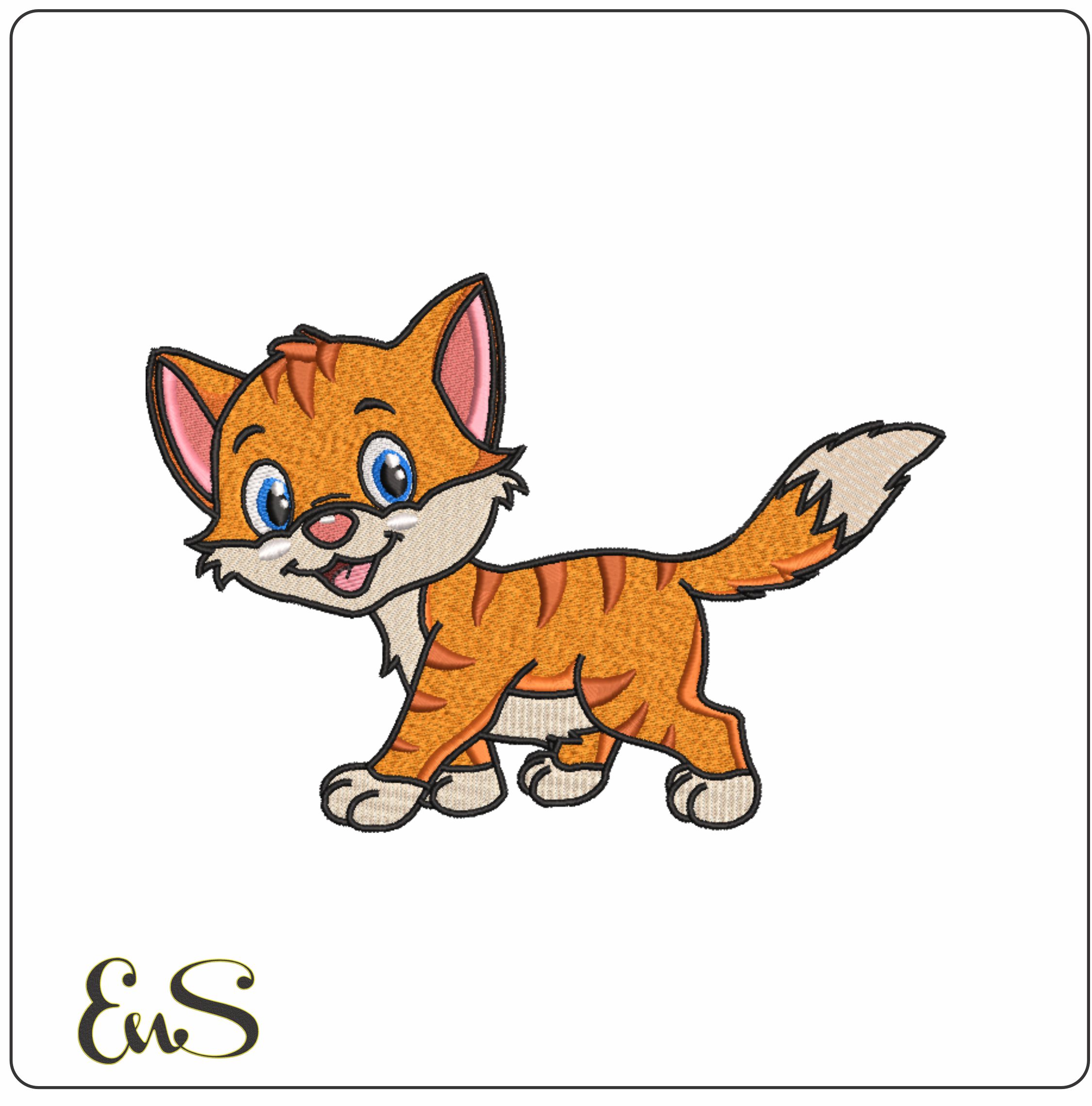 Cute Ginger Cat- Elegant embroidery design file - instant download