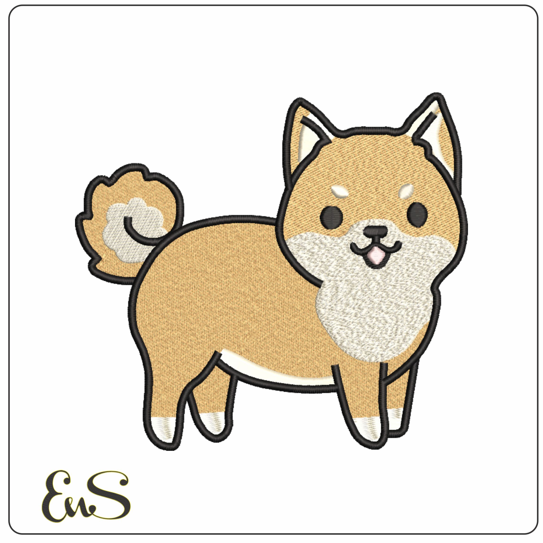 Cute Dog Corgi Puppy- Elegant embroidery design file - instant download