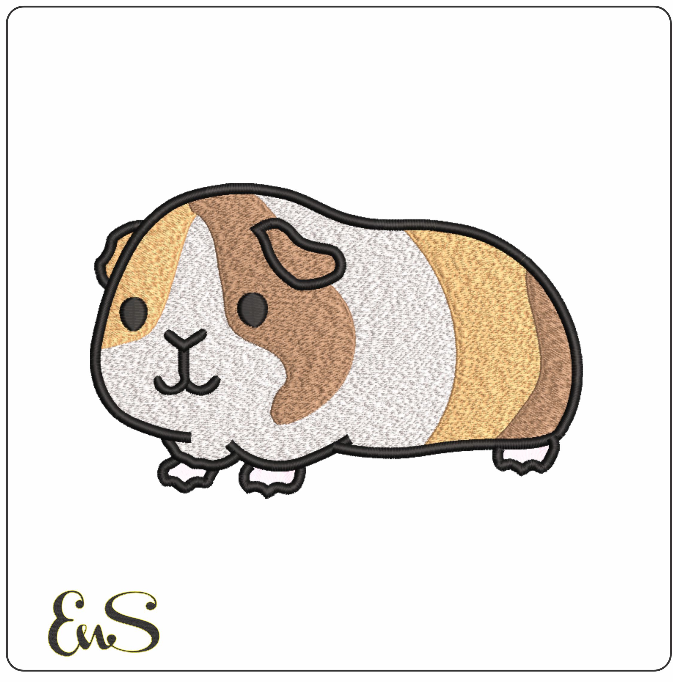 Cute Guinea Pig- Elegant embroidery design file - instant download