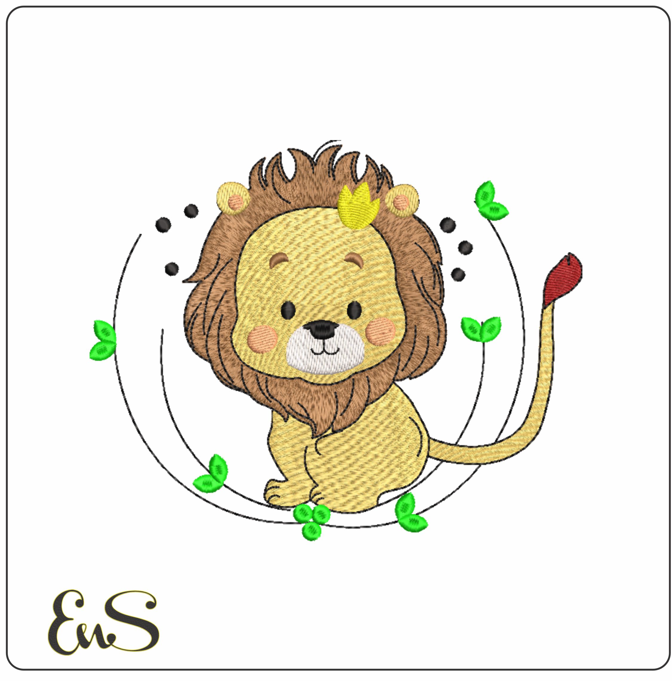 Cute Lion- Elegant embroidery design file - instant download
