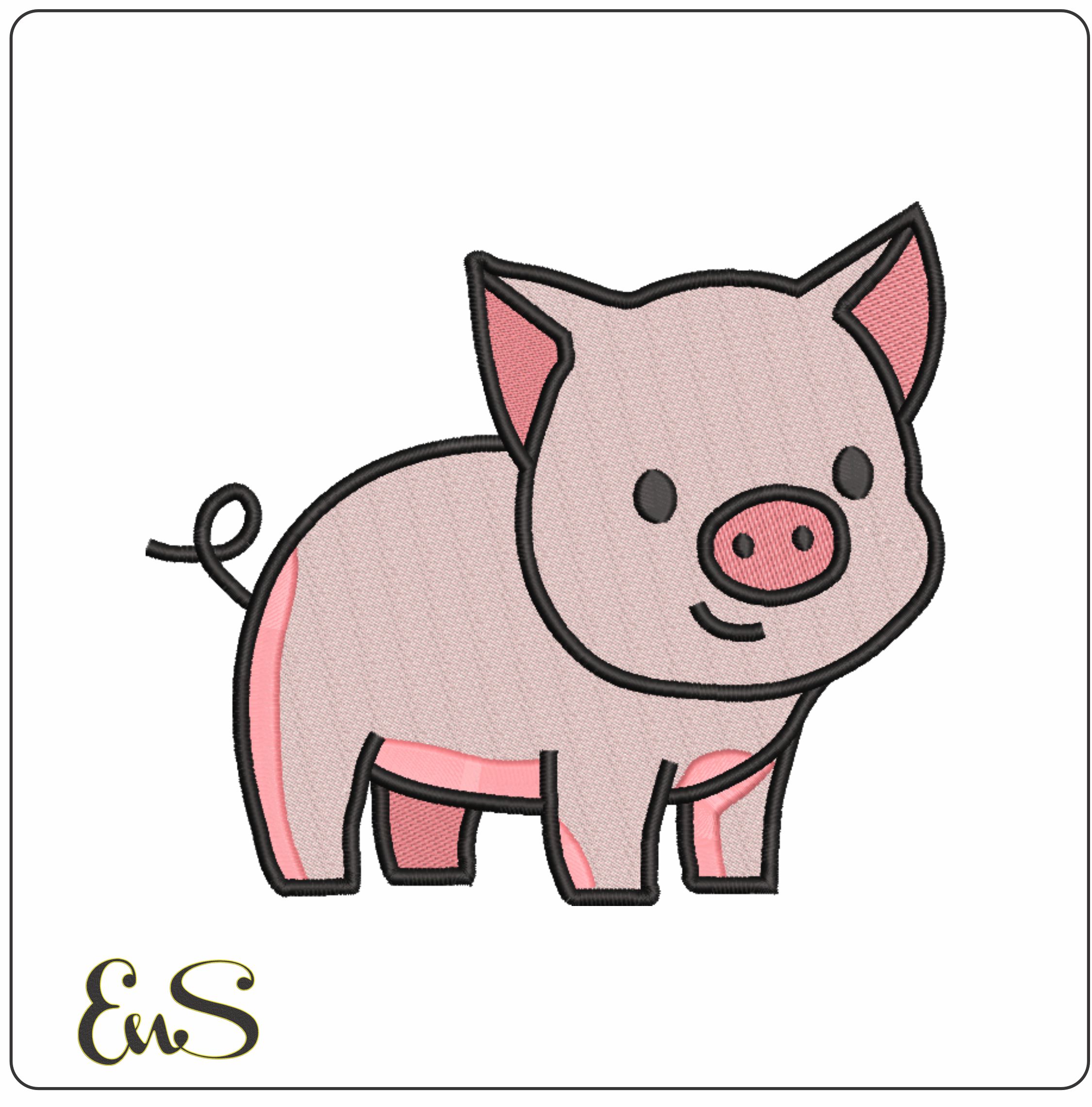 Cute Little Piggy- Elegant embroidery design file - instant download