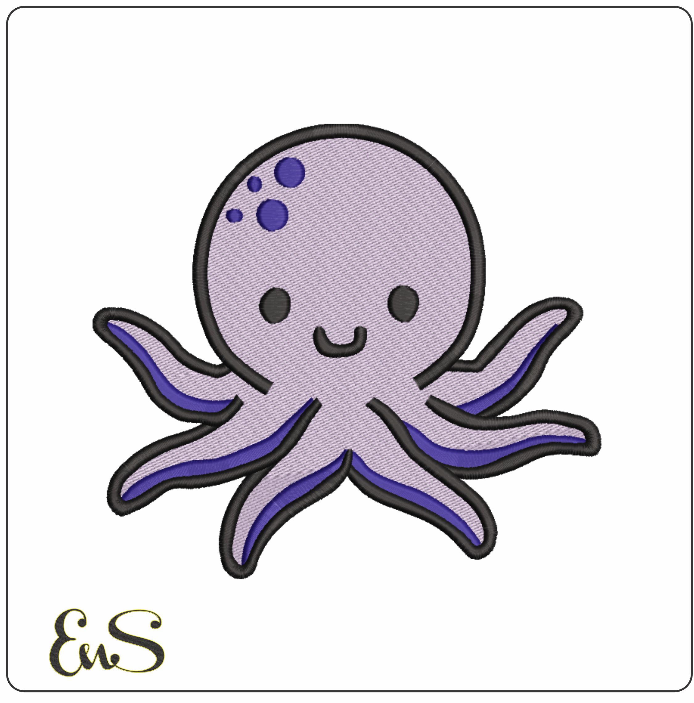 Cute Octopus- Elegant embroidery design file - instant download