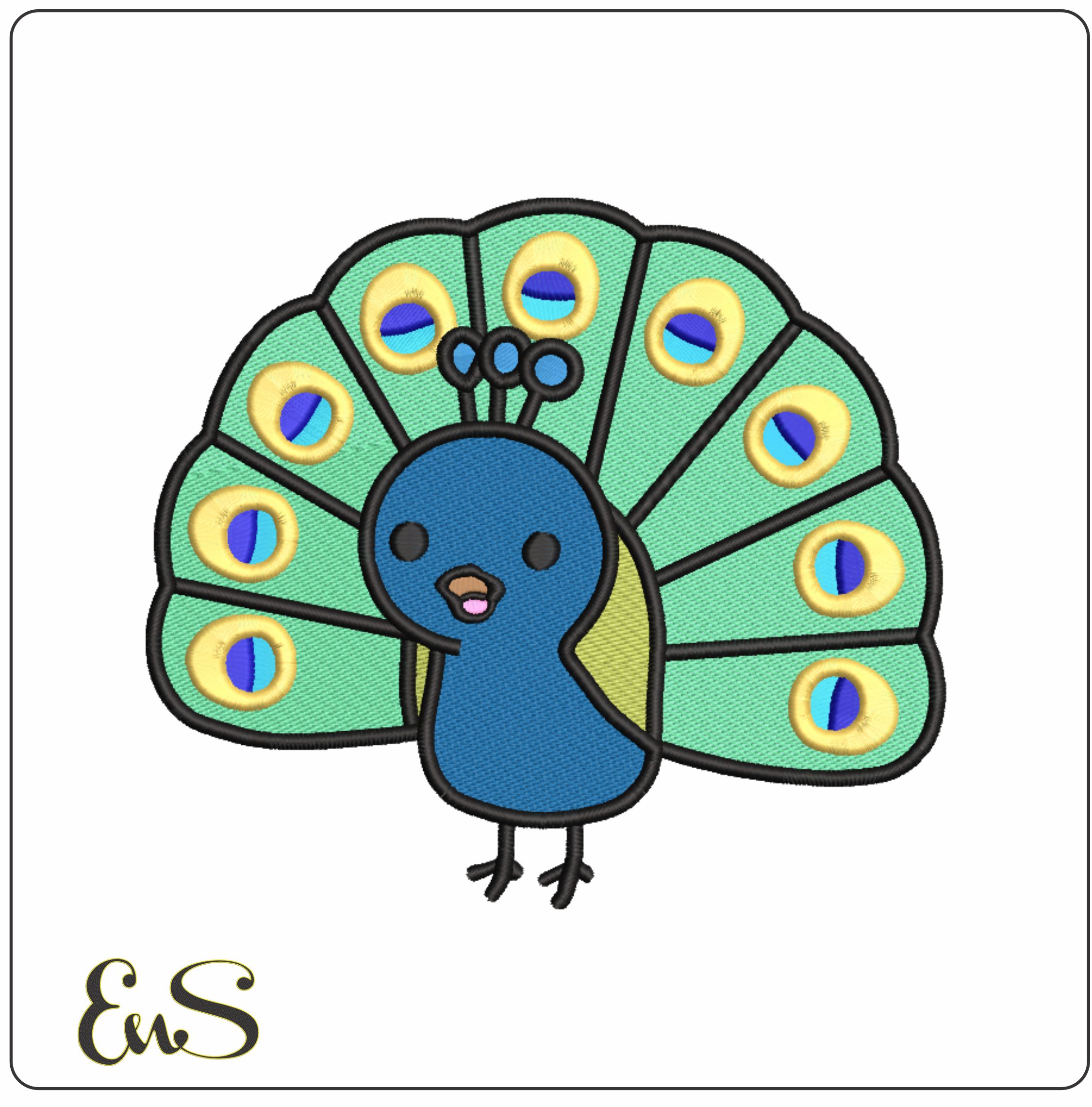 Cute Peacock Children- Elegant embroidery design file - instant download