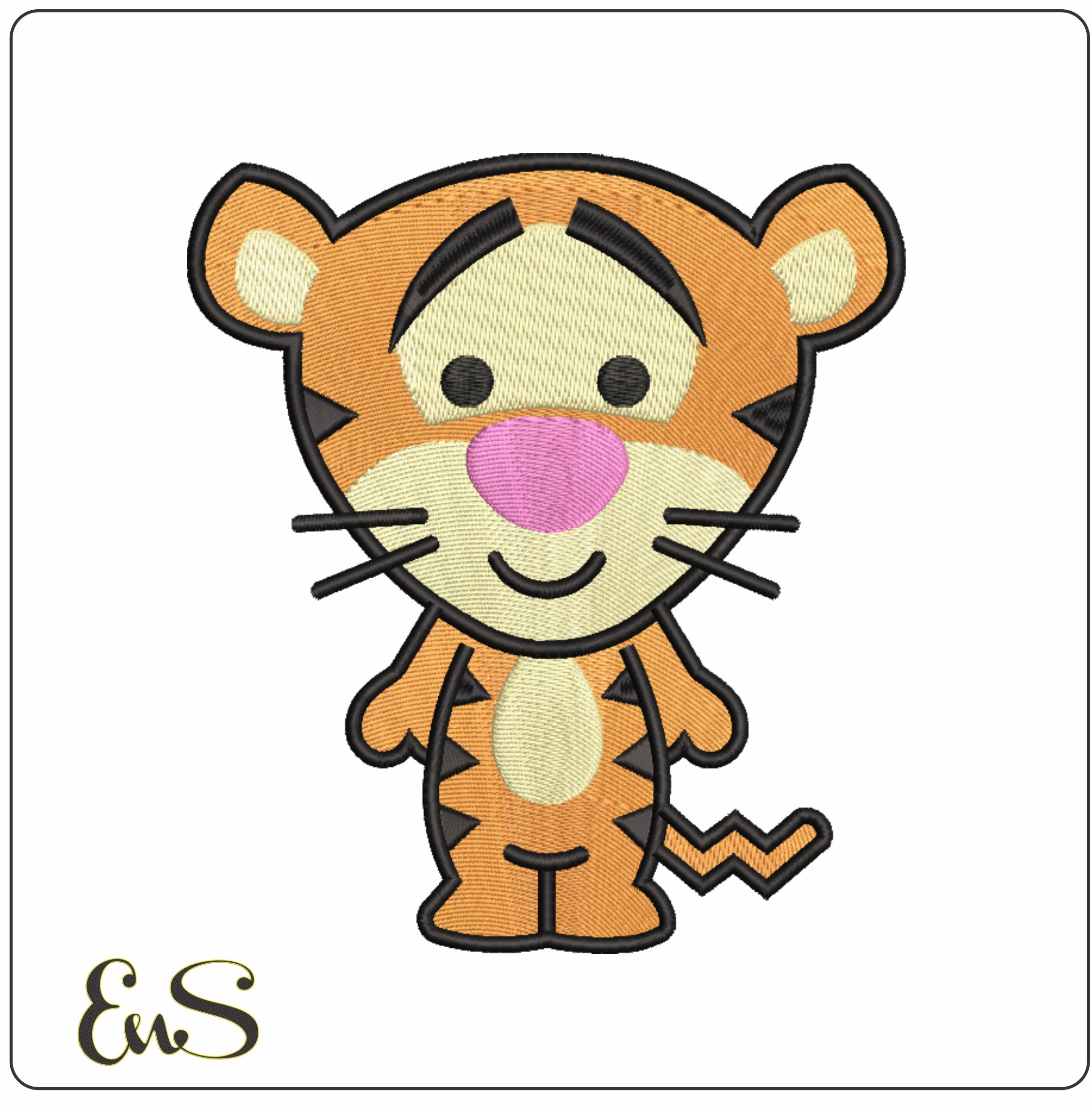 Cute Tiger Children- Elegant embroidery design file - instant download