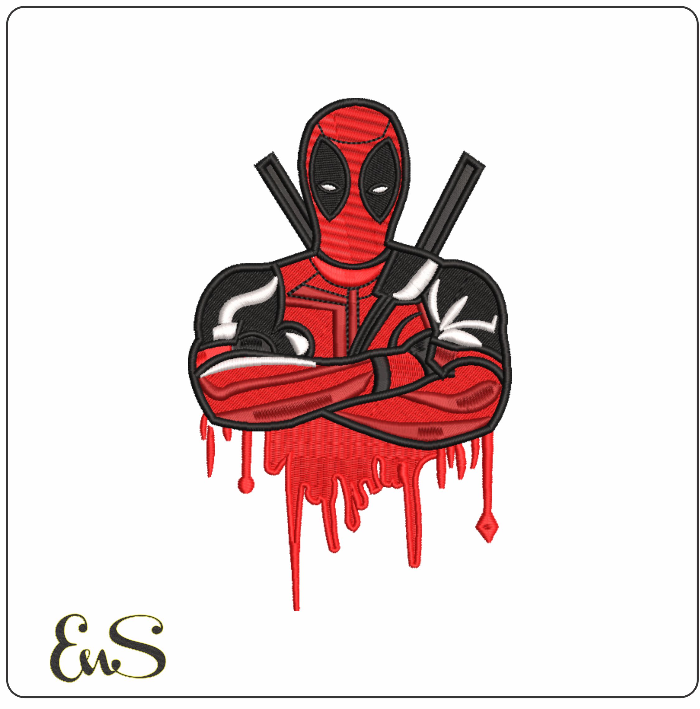 Deadpool- Elegant embroidery design file - instant download