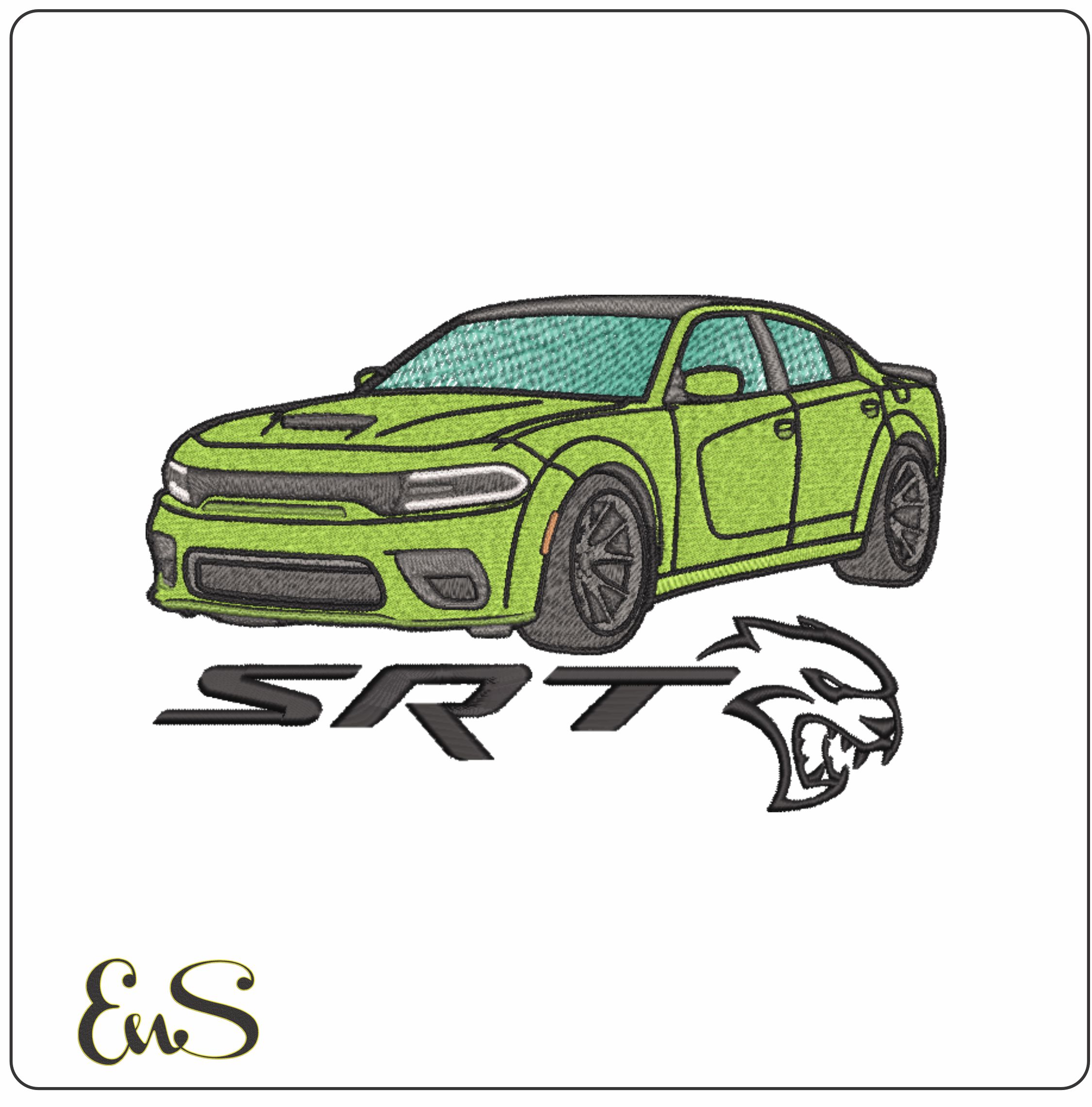 Dodge Charger Hellcat srt- Elegant embroidery design file - instant download