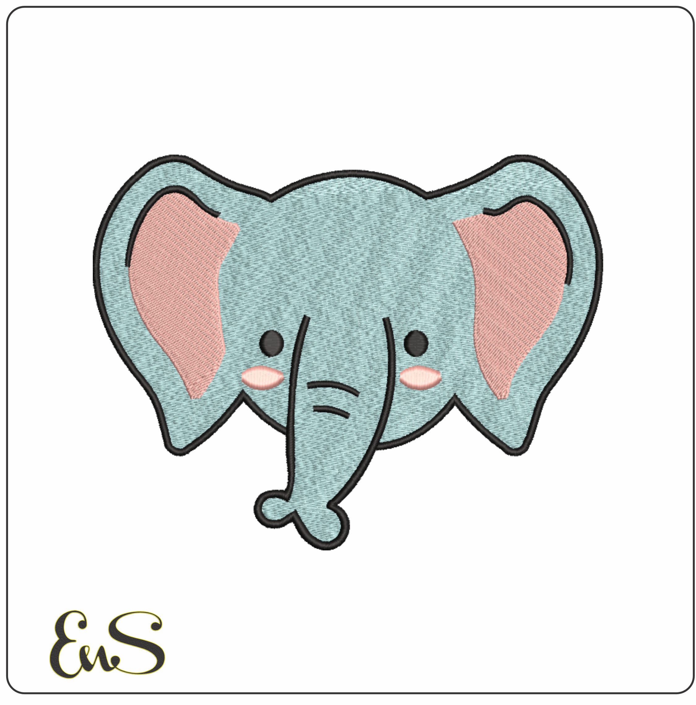 Elelphant Face Children- Elegant embroidery design file - instant download