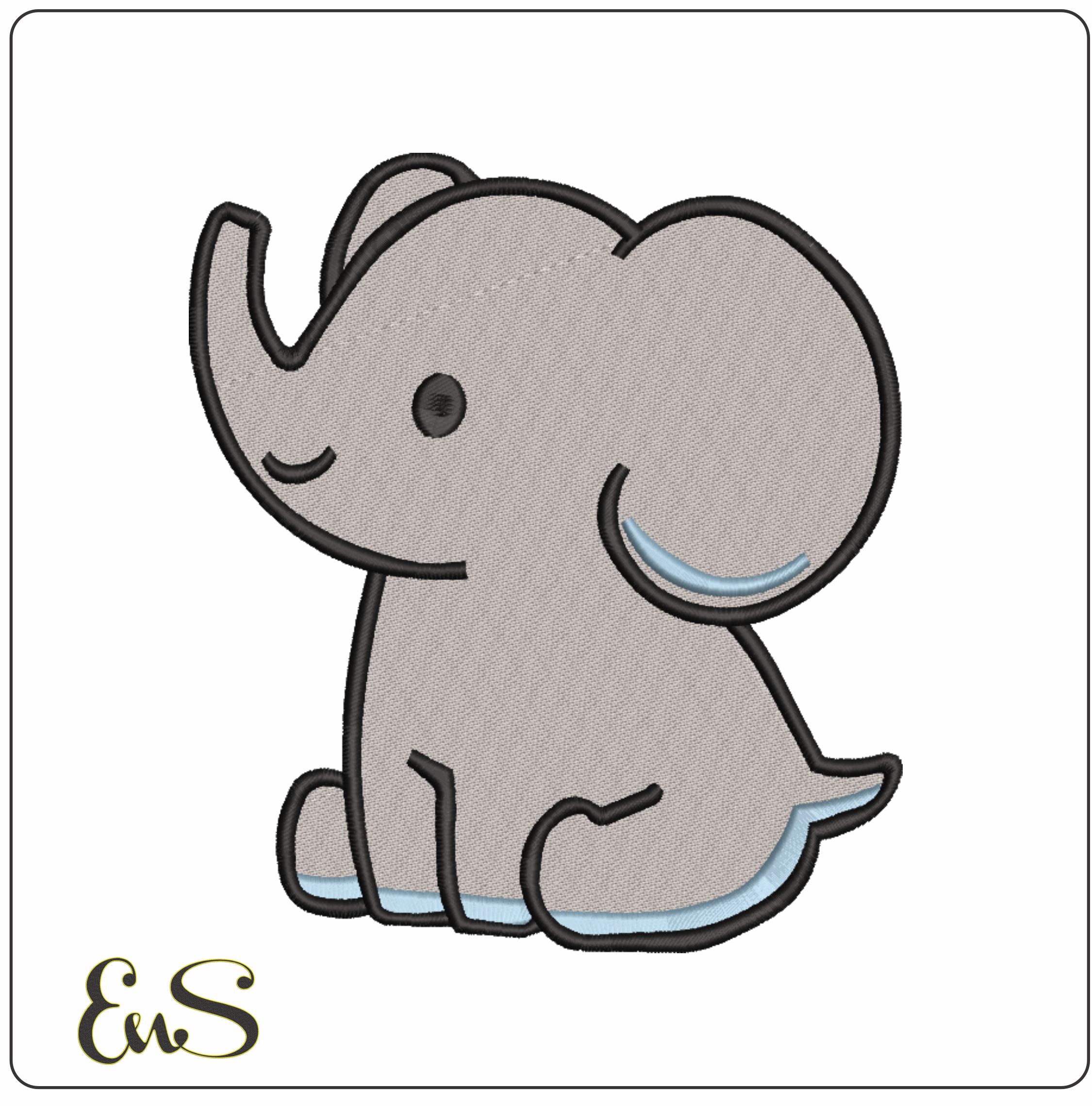 Elephant Children- Elegant embroidery design file - instant download