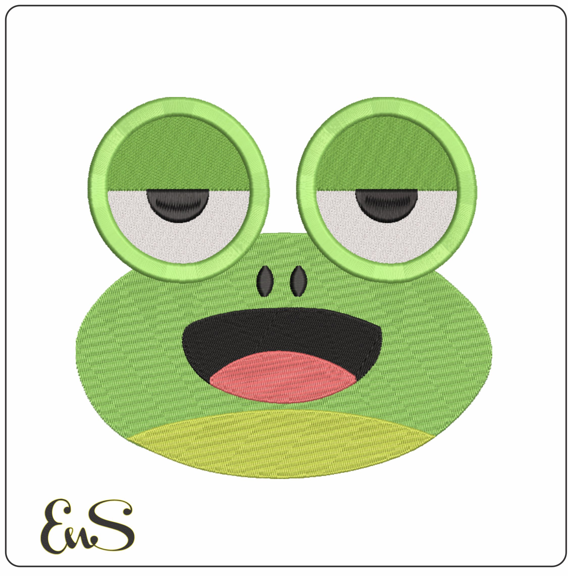 Frog Face Children- Elegant embroidery design file - instant download