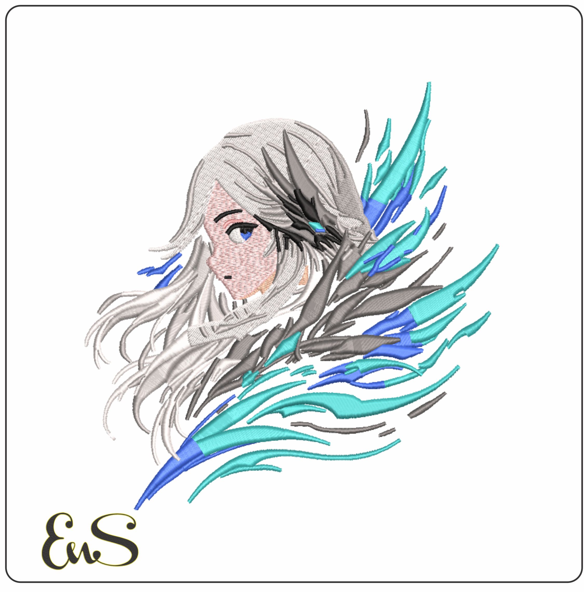 Girl in Firs- Elegant embroidery design file - instant download