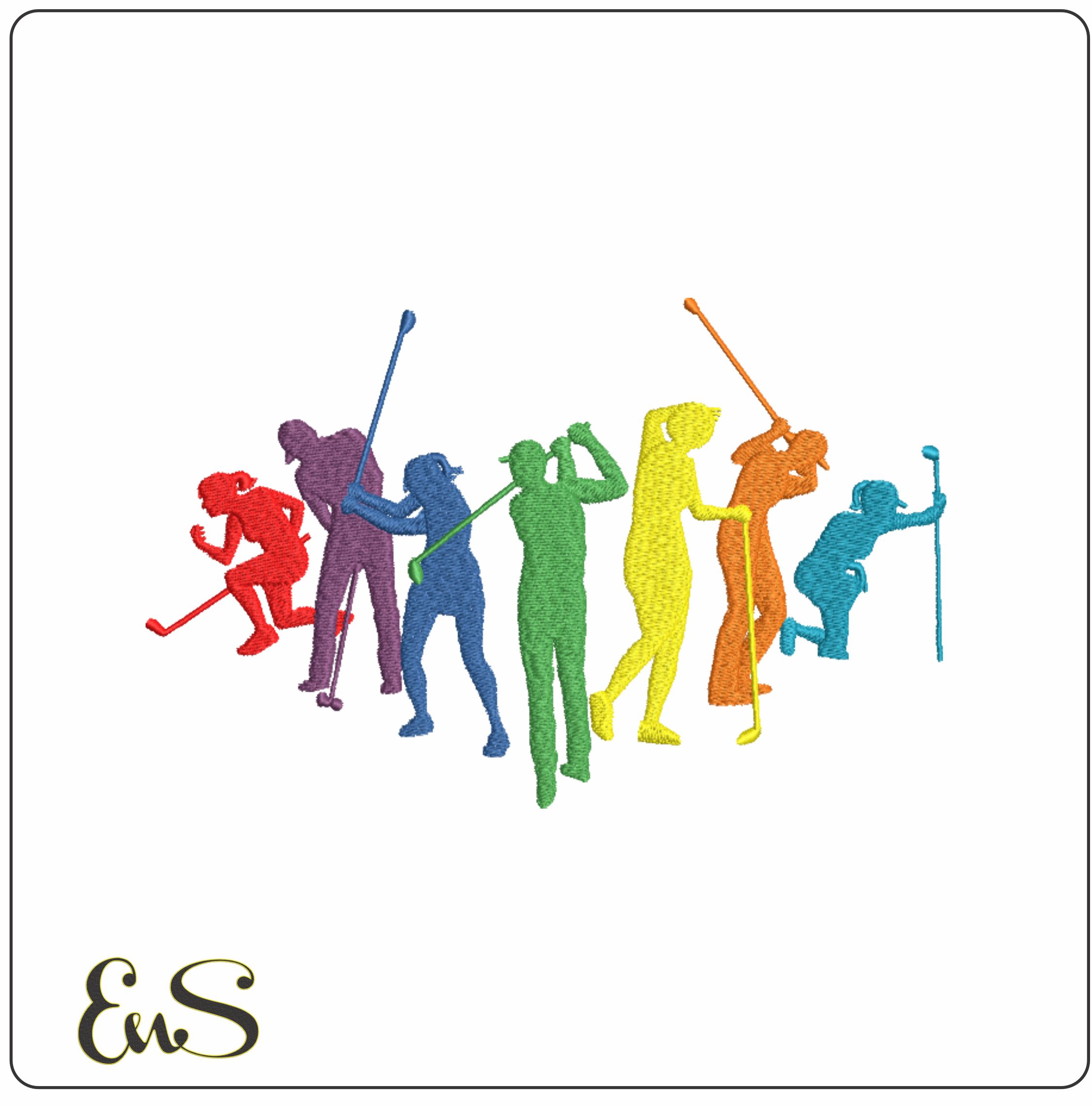Golfer Celebrate 4- Elegant embroidery design file - instant download