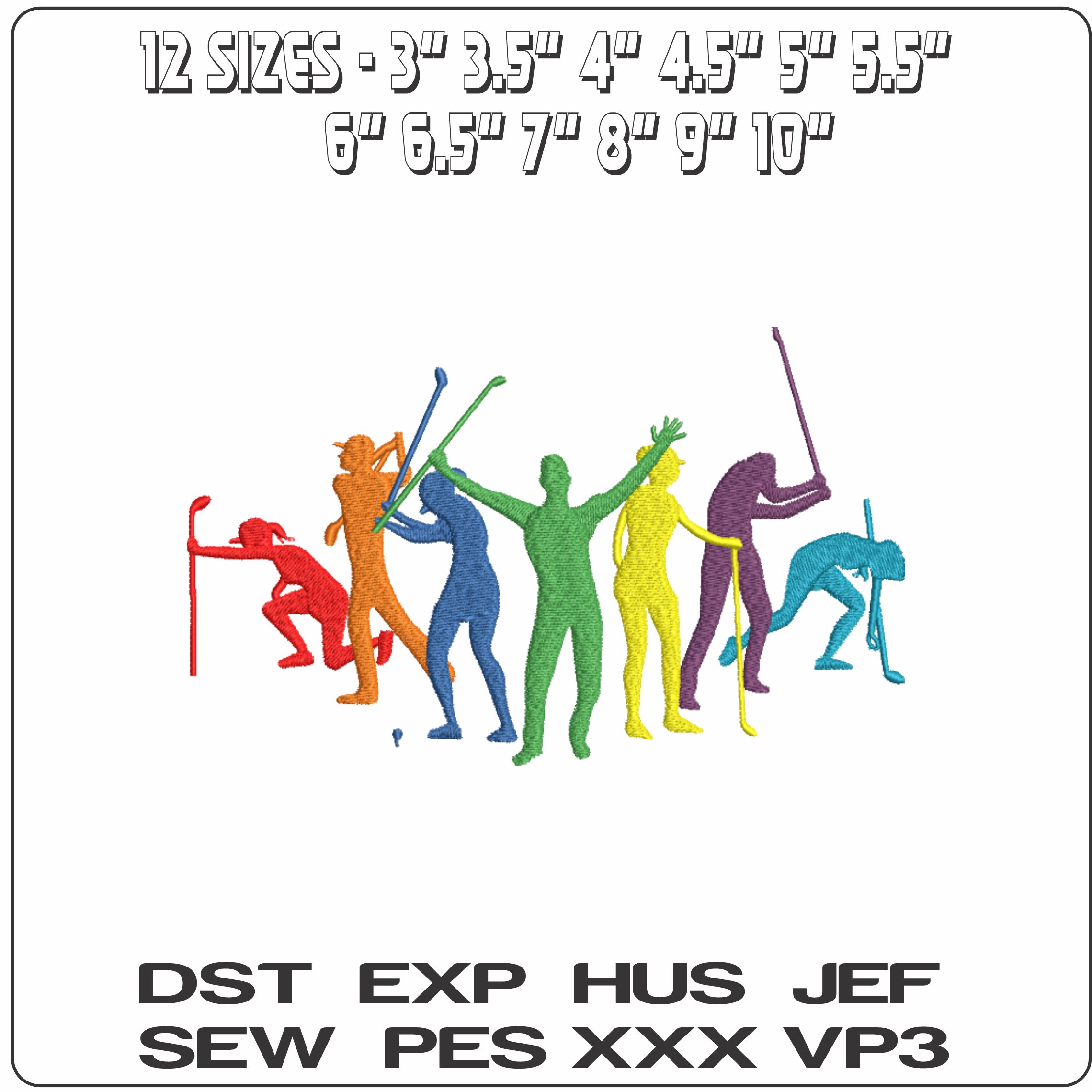 Golfers Celebrate 3- Elegant embroidery design file - instant download