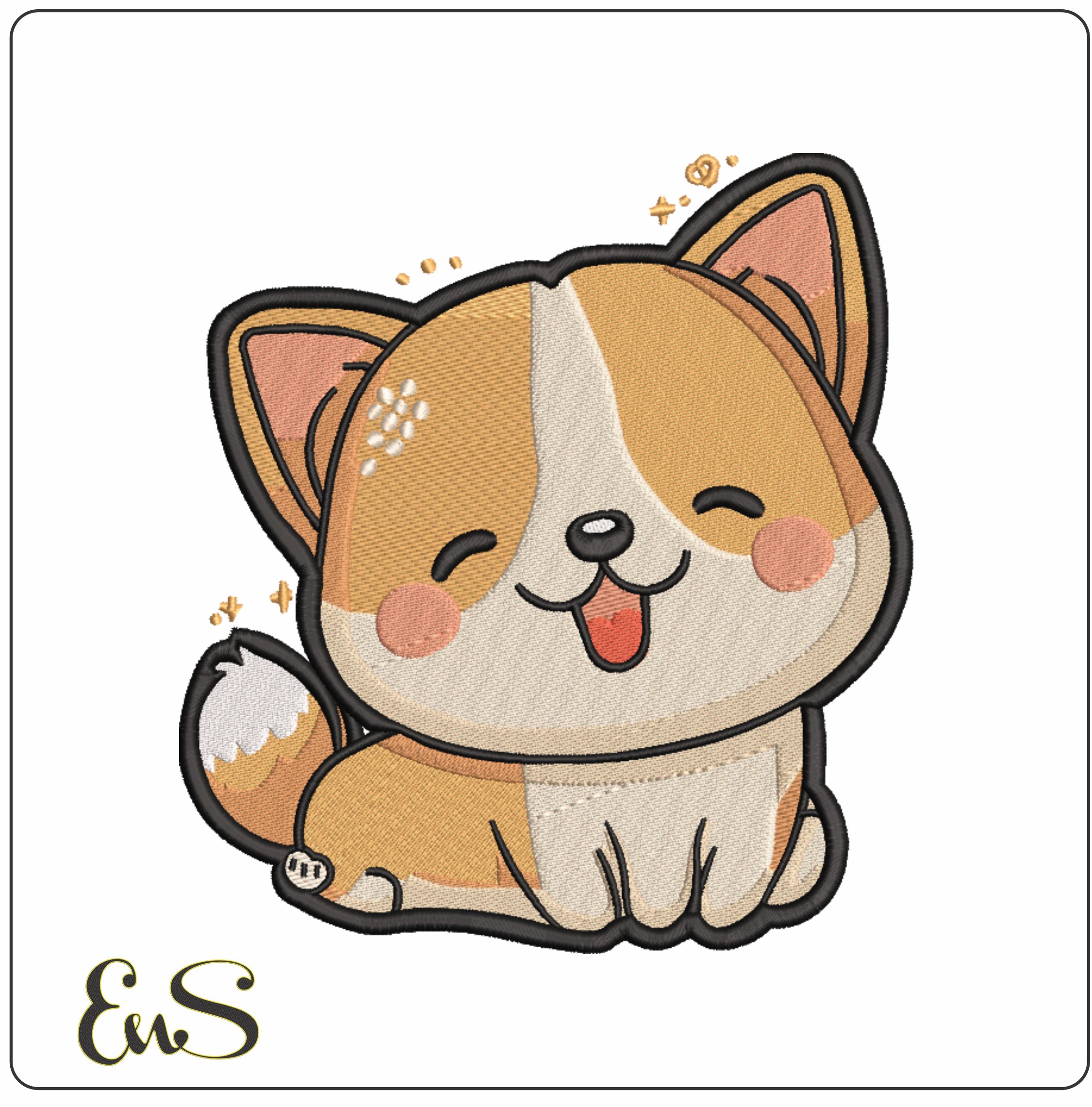 Happy Dog- Elegant embroidery design file - instant download