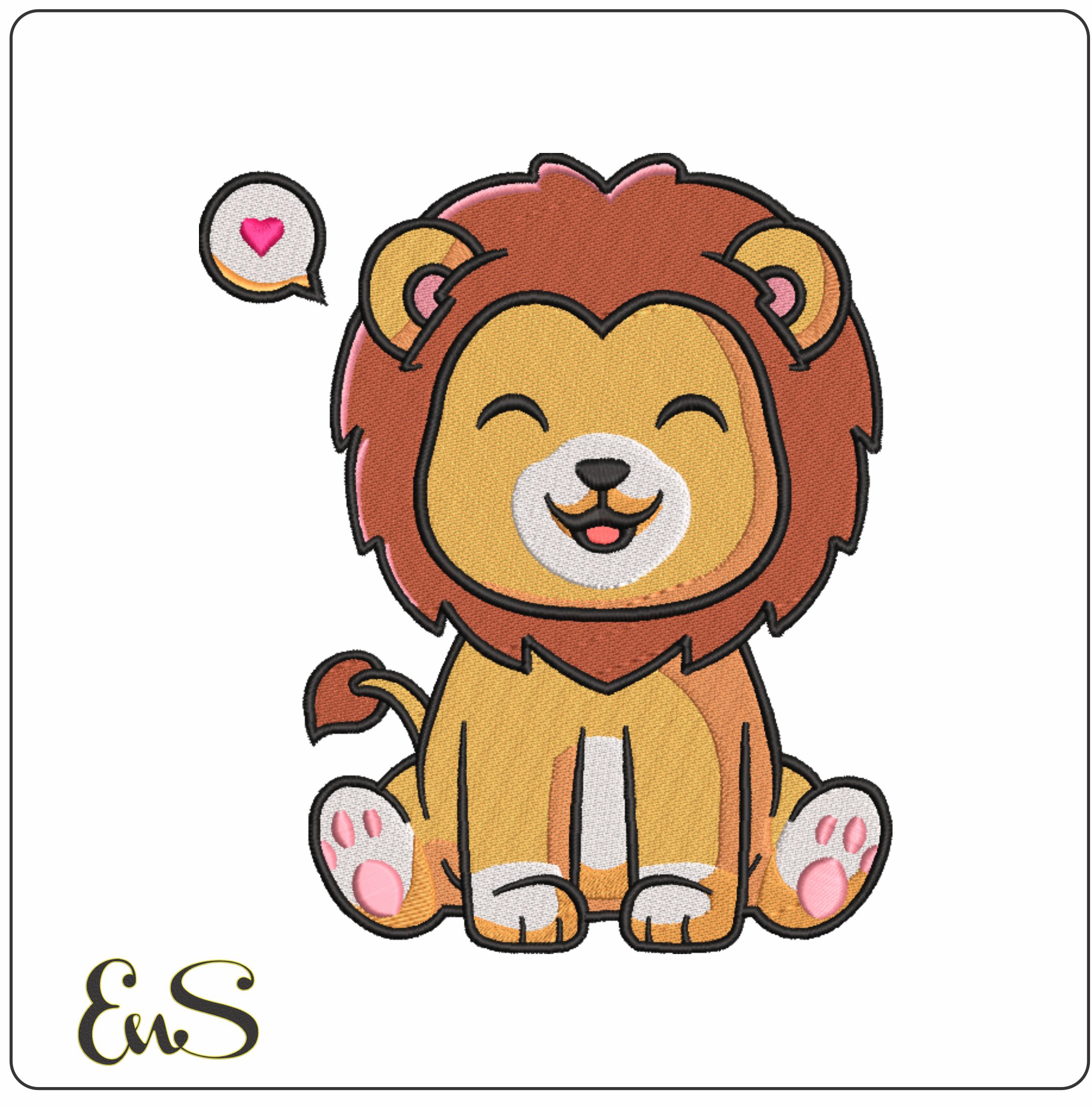 Happy Lion- Elegant embroidery design file - instant download