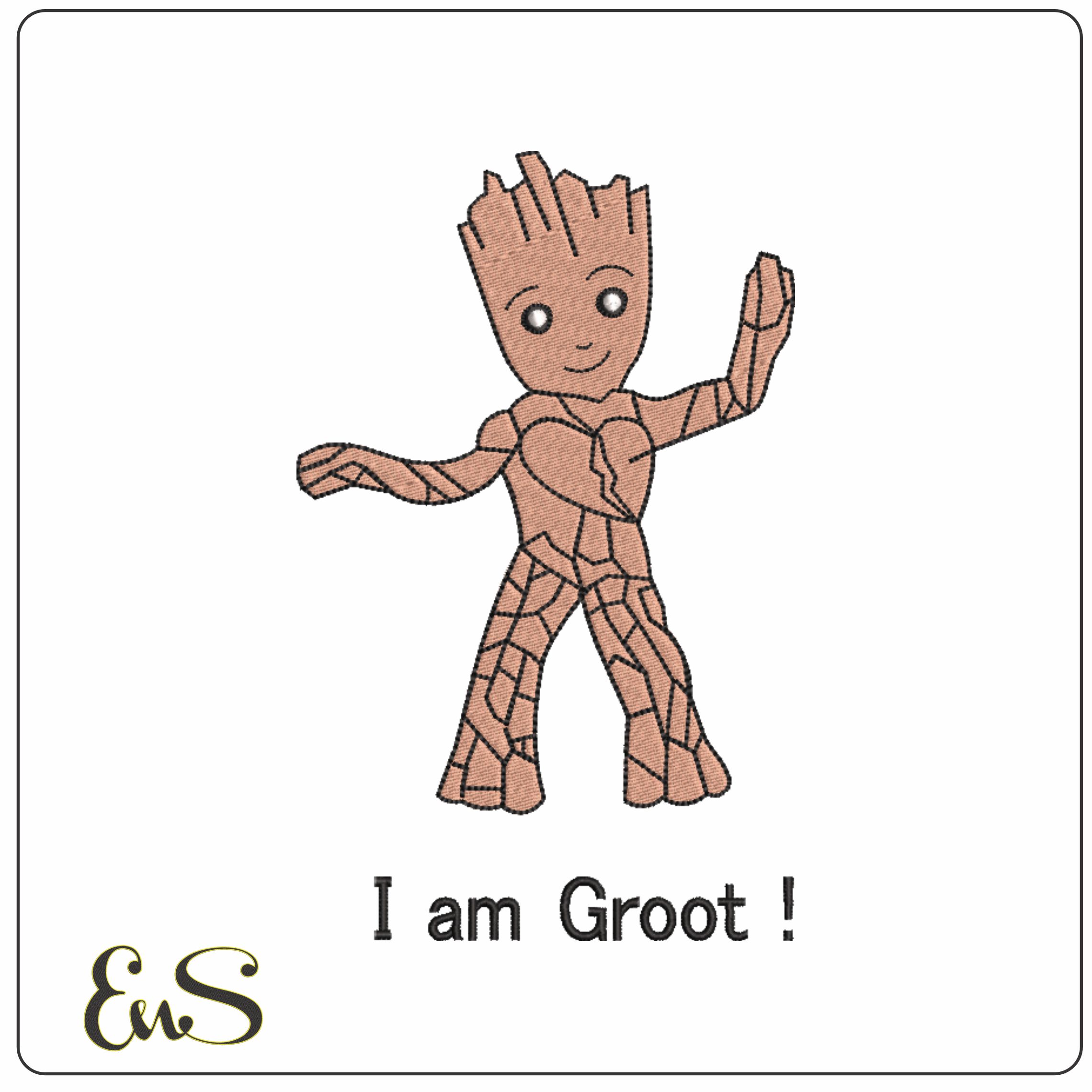 I am Groot- Elegant embroidery design file - instant download