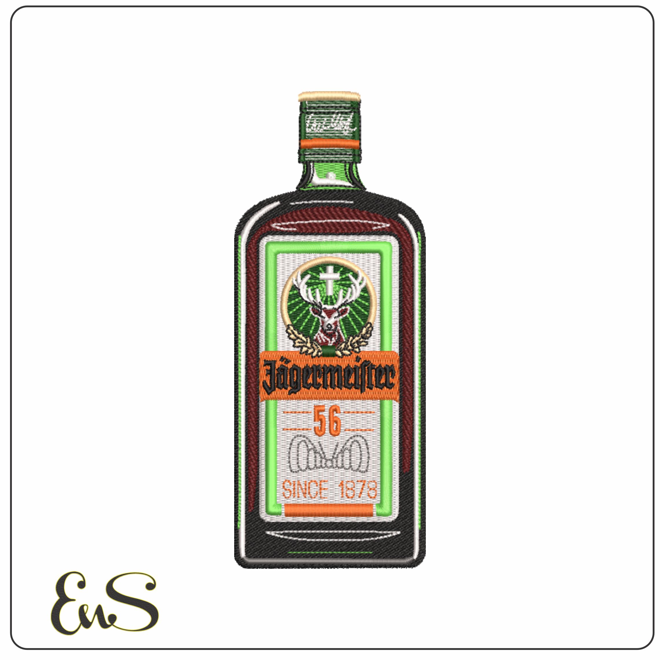 Jagermeitser Bottle- Elegant embroidery design file - instant download