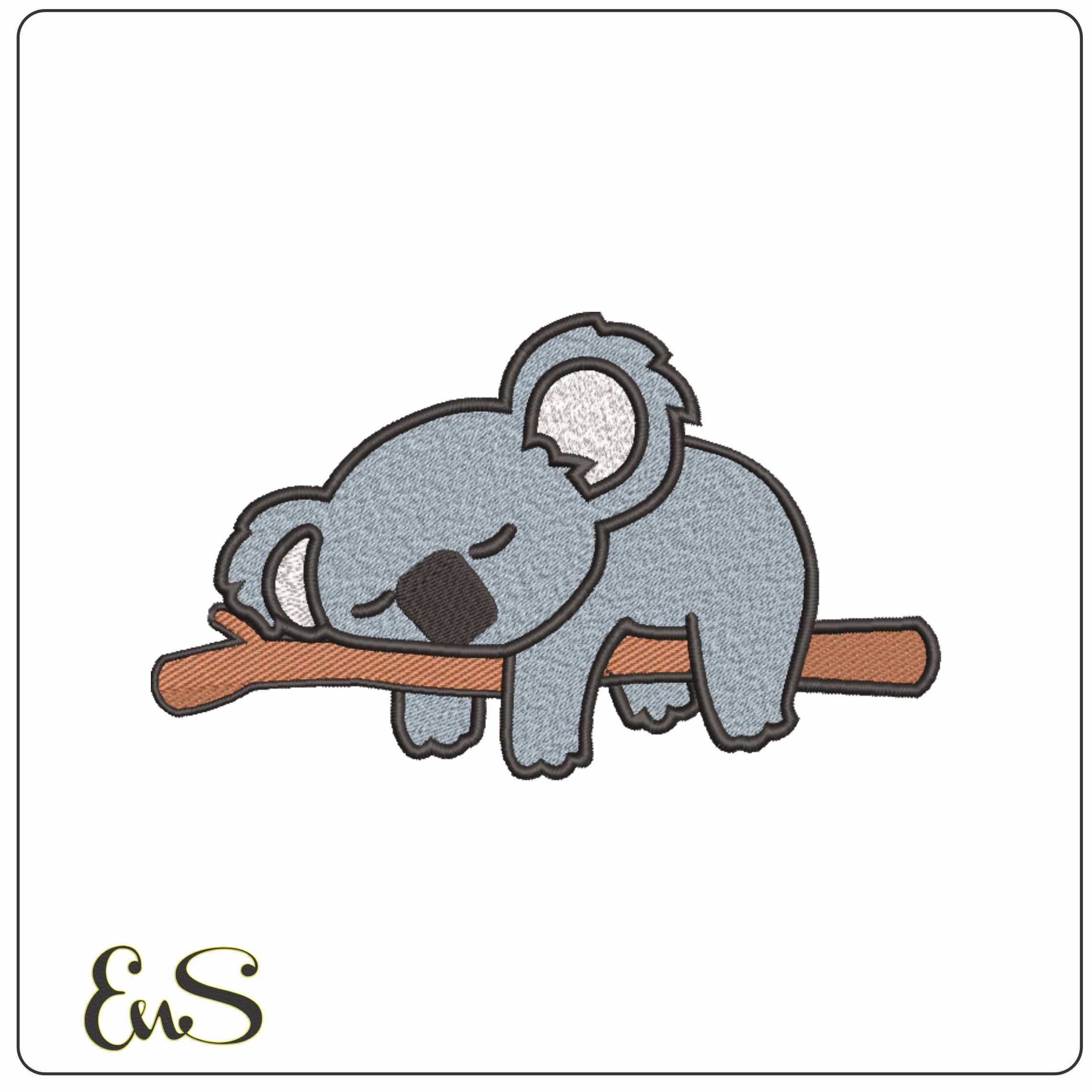 Koala Sleeping- Elegant embroidery design file - instant download