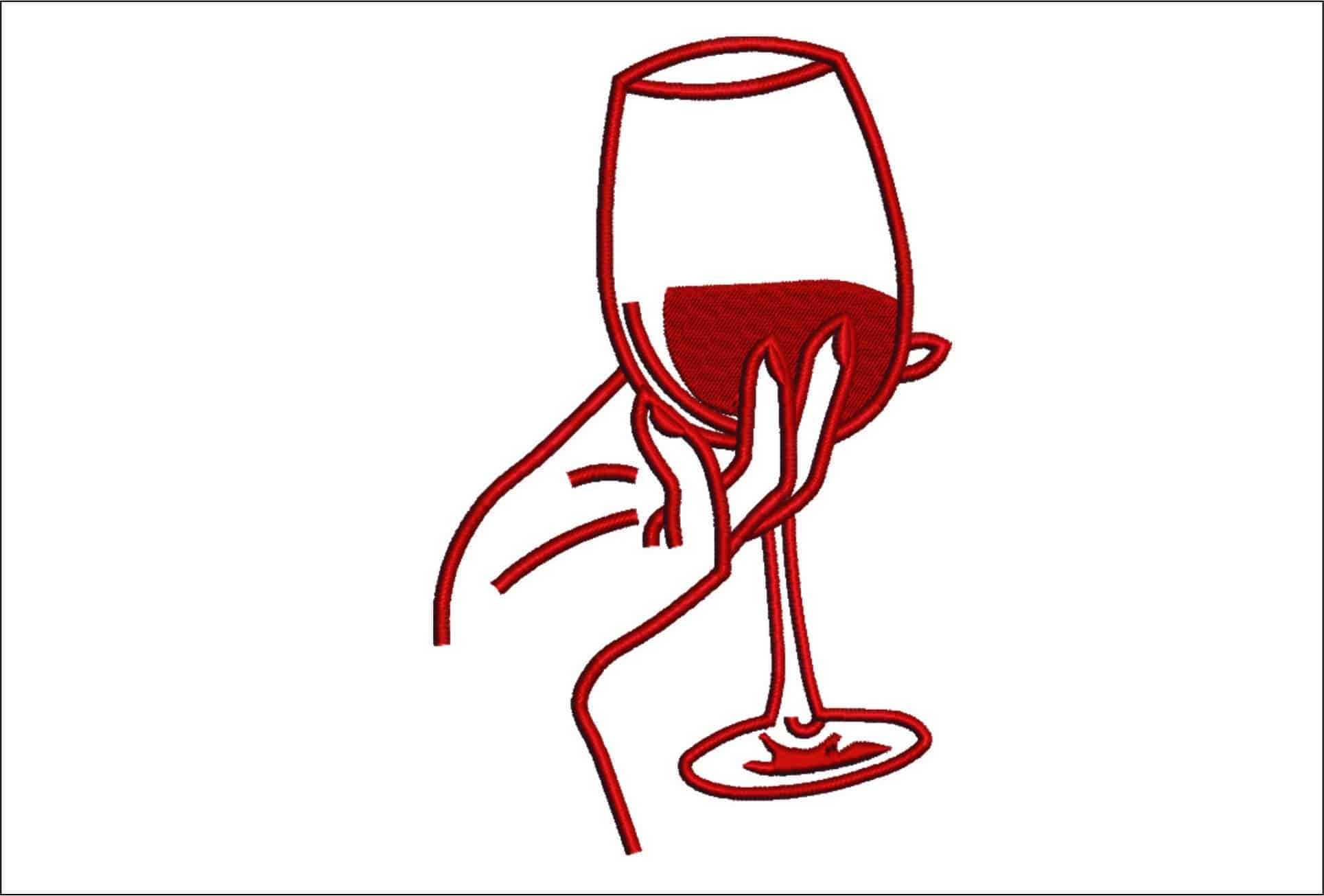 Lady Hand Red wine - Elegant embroidery design file - instant download