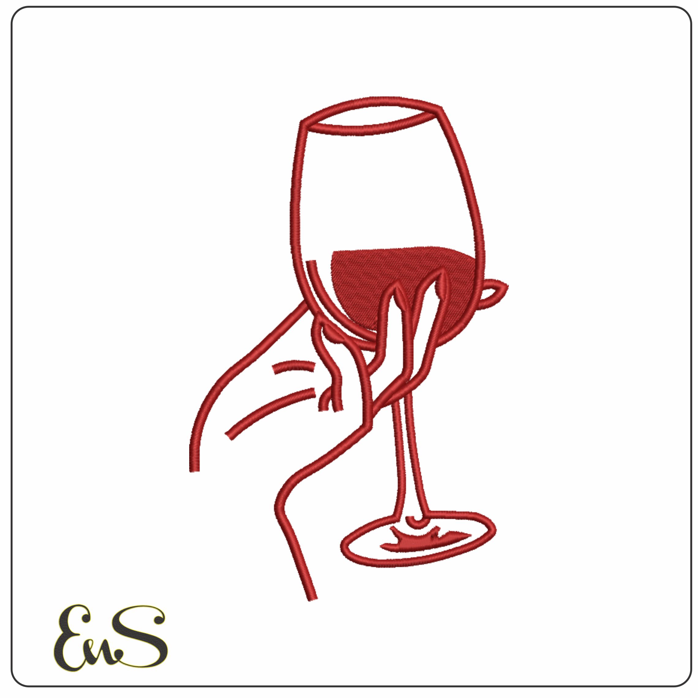 Lady Hand Red wine - Elegant embroidery design file - instant download