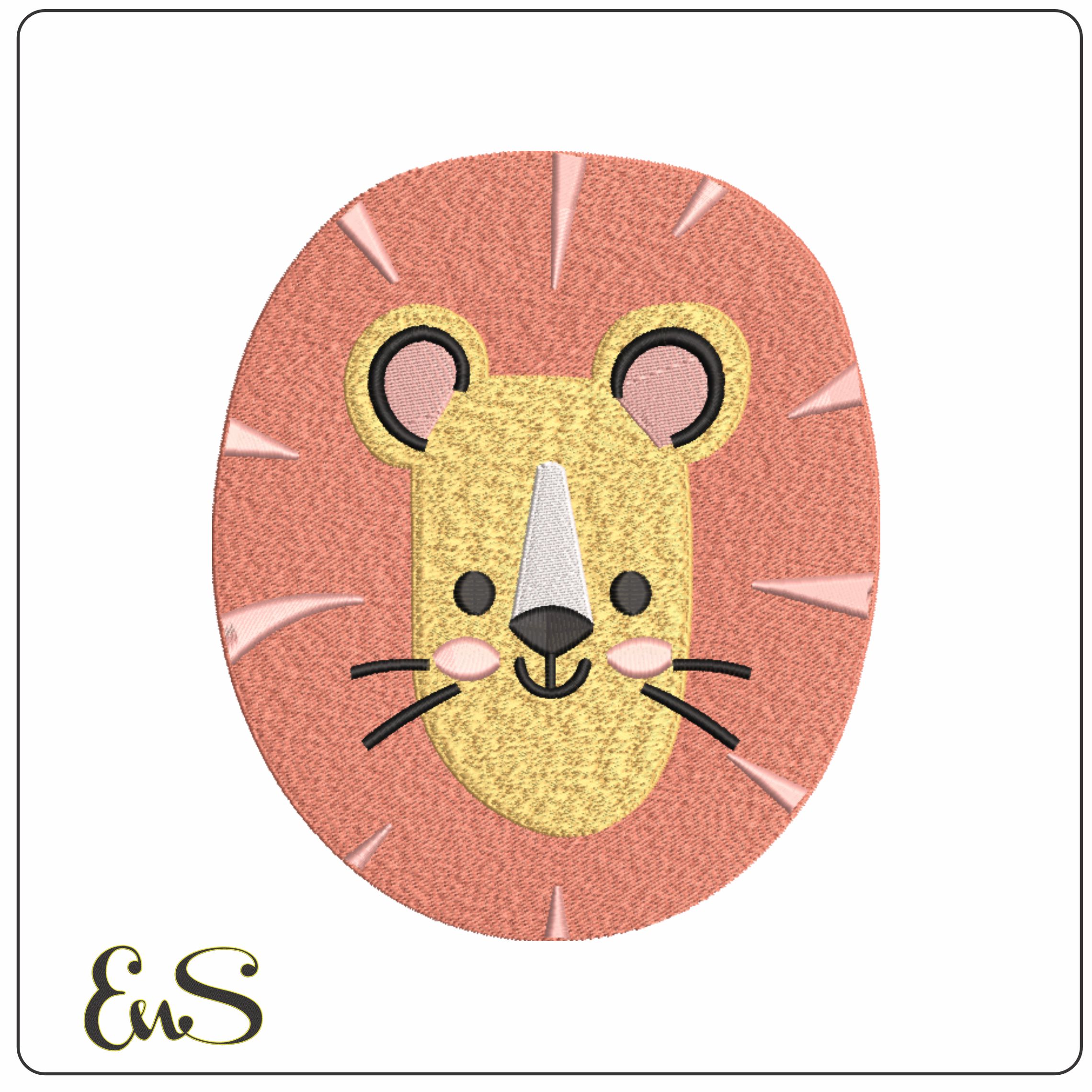 Lion Face Children- Elegant embroidery design file - instant download