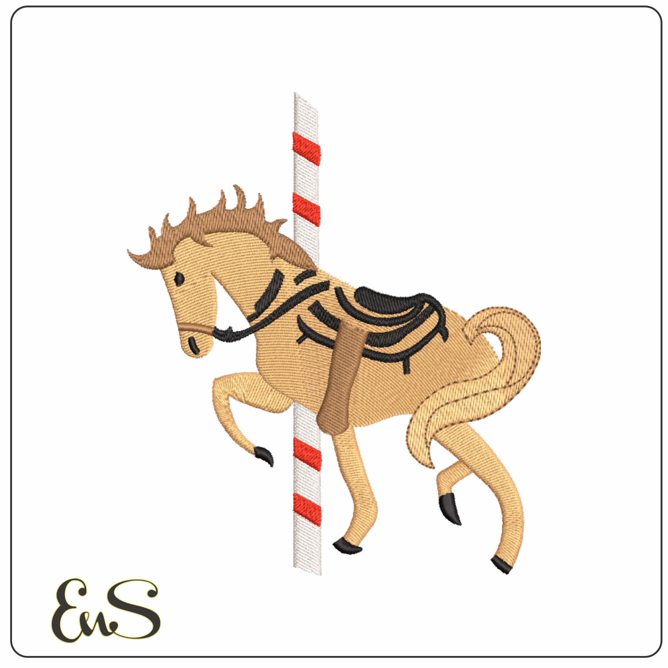 Merry Go Round Horse- Elegant embroidery design file - instant download