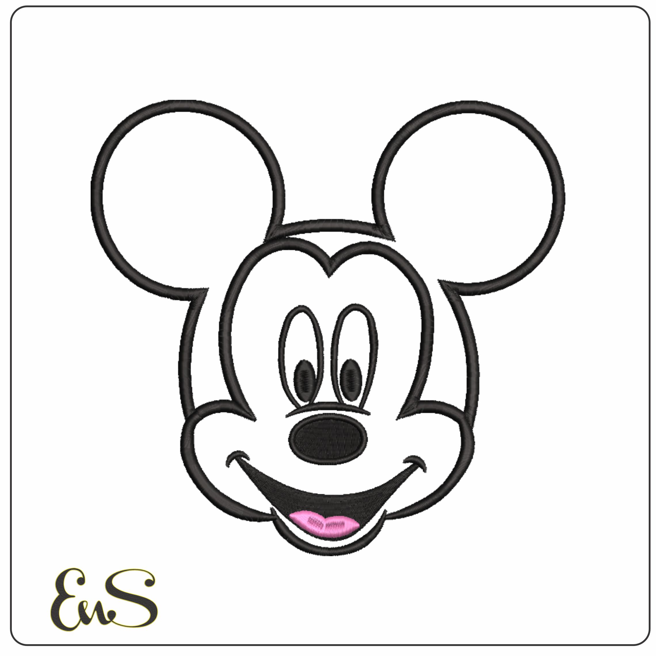 Mickey Mouse Head Applique- Elegant embroidery design file - instant download