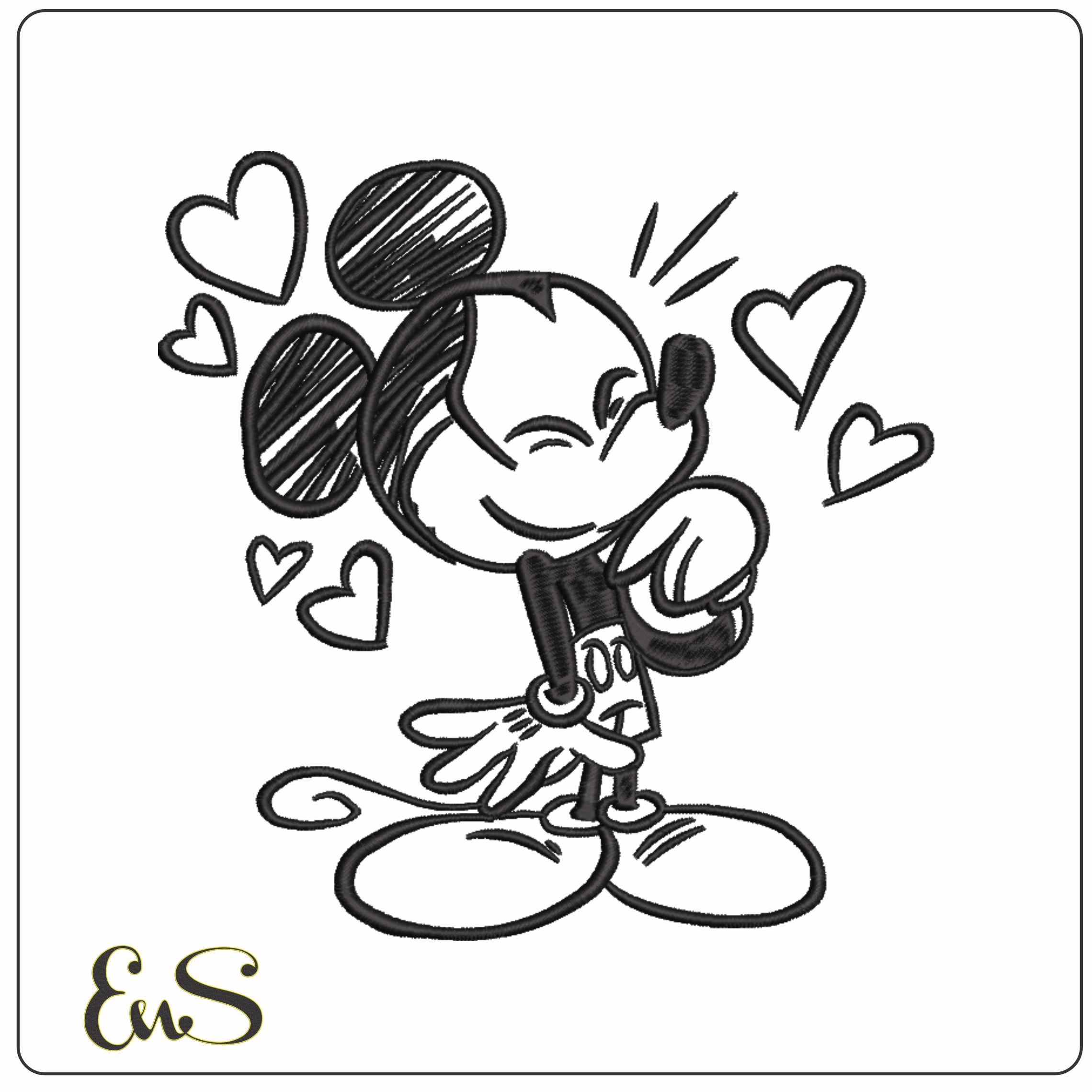 Mickey Mouse Line Drawing- Elegant embroidery design file - instant download