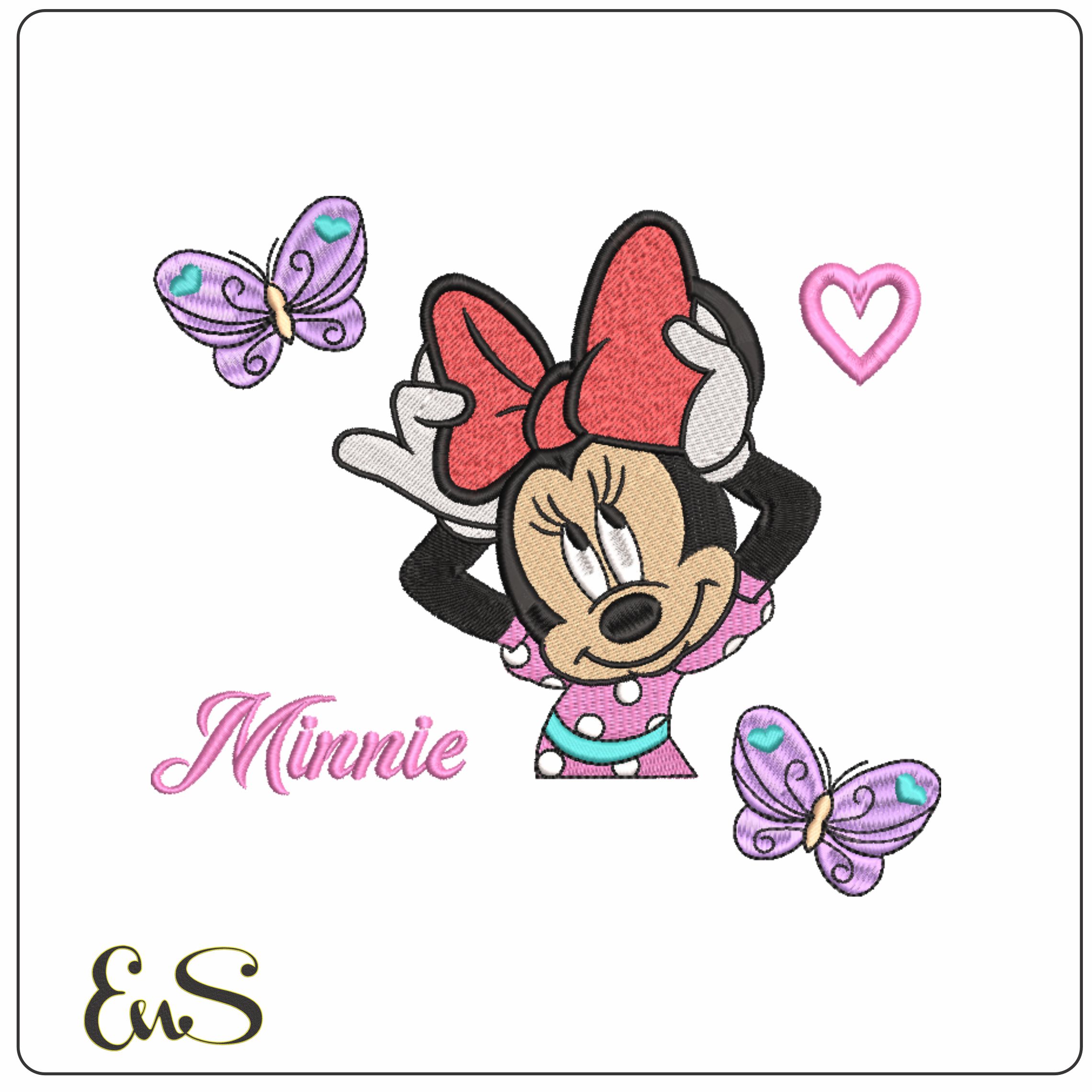 Minnie Mouse Butterflies- Elegant embroidery design file - instant download