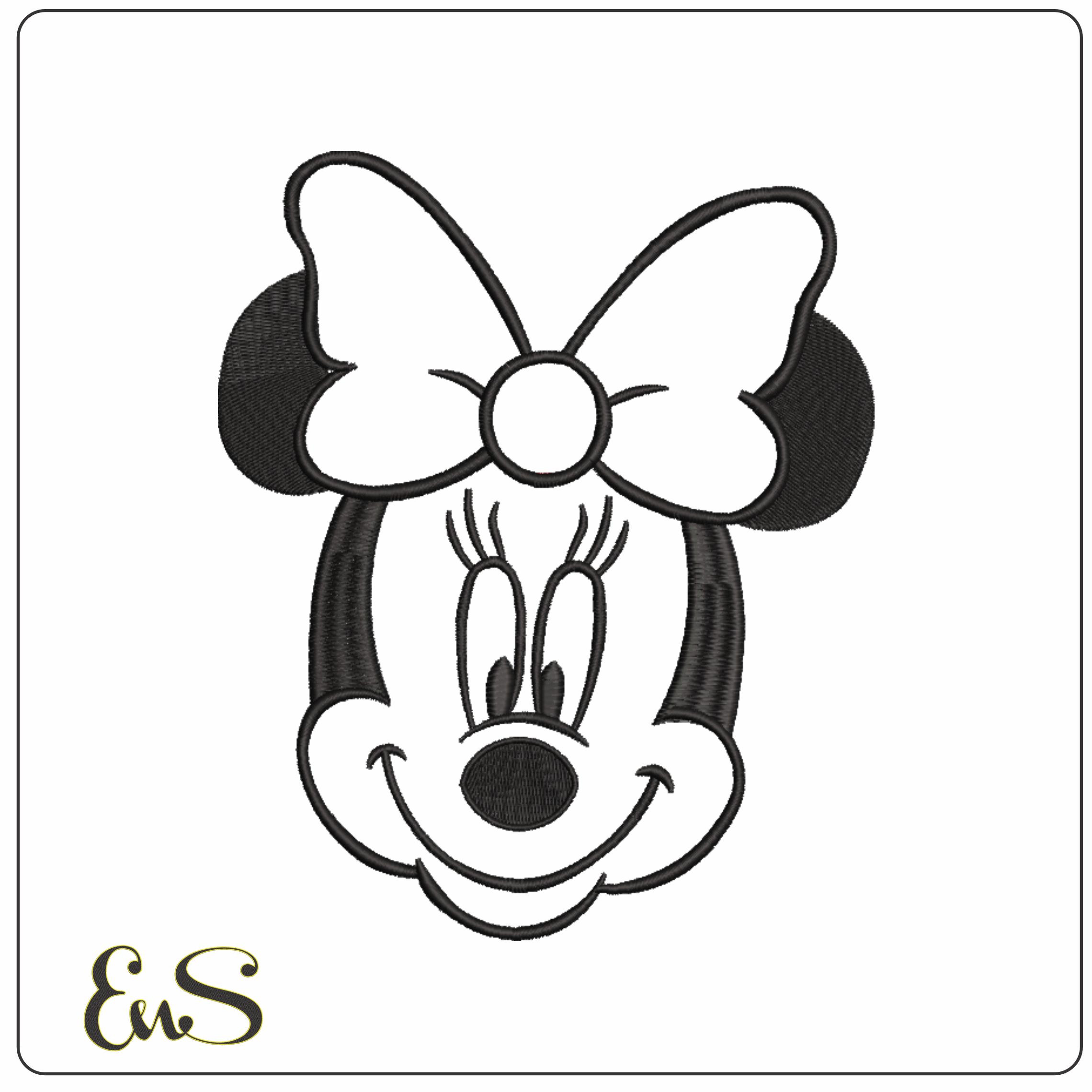 Minnie Mouse Head Applique- Elegant embroidery design file - instant download