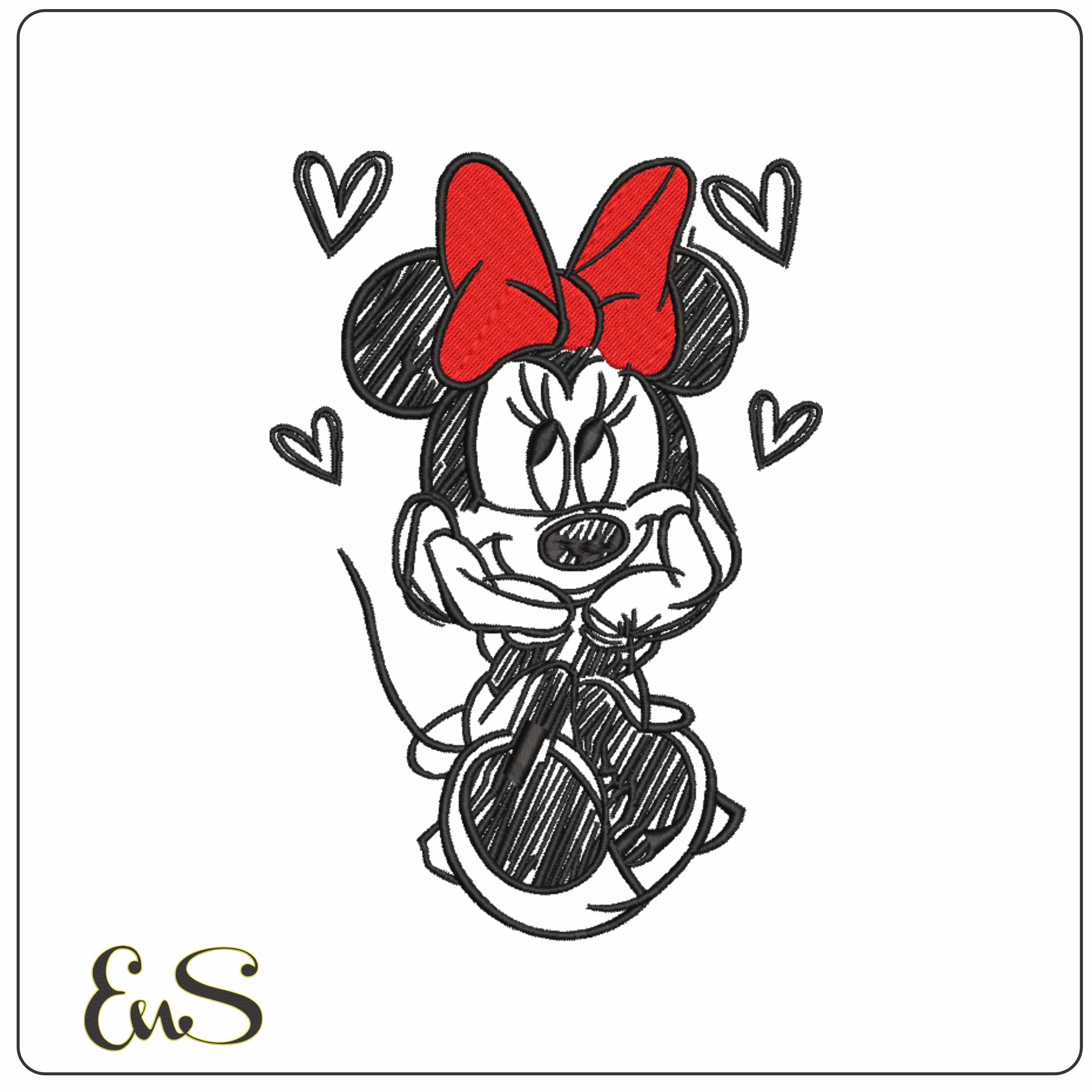 Minnie Mouse Line Drawing- Elegant embroidery design file - instant download