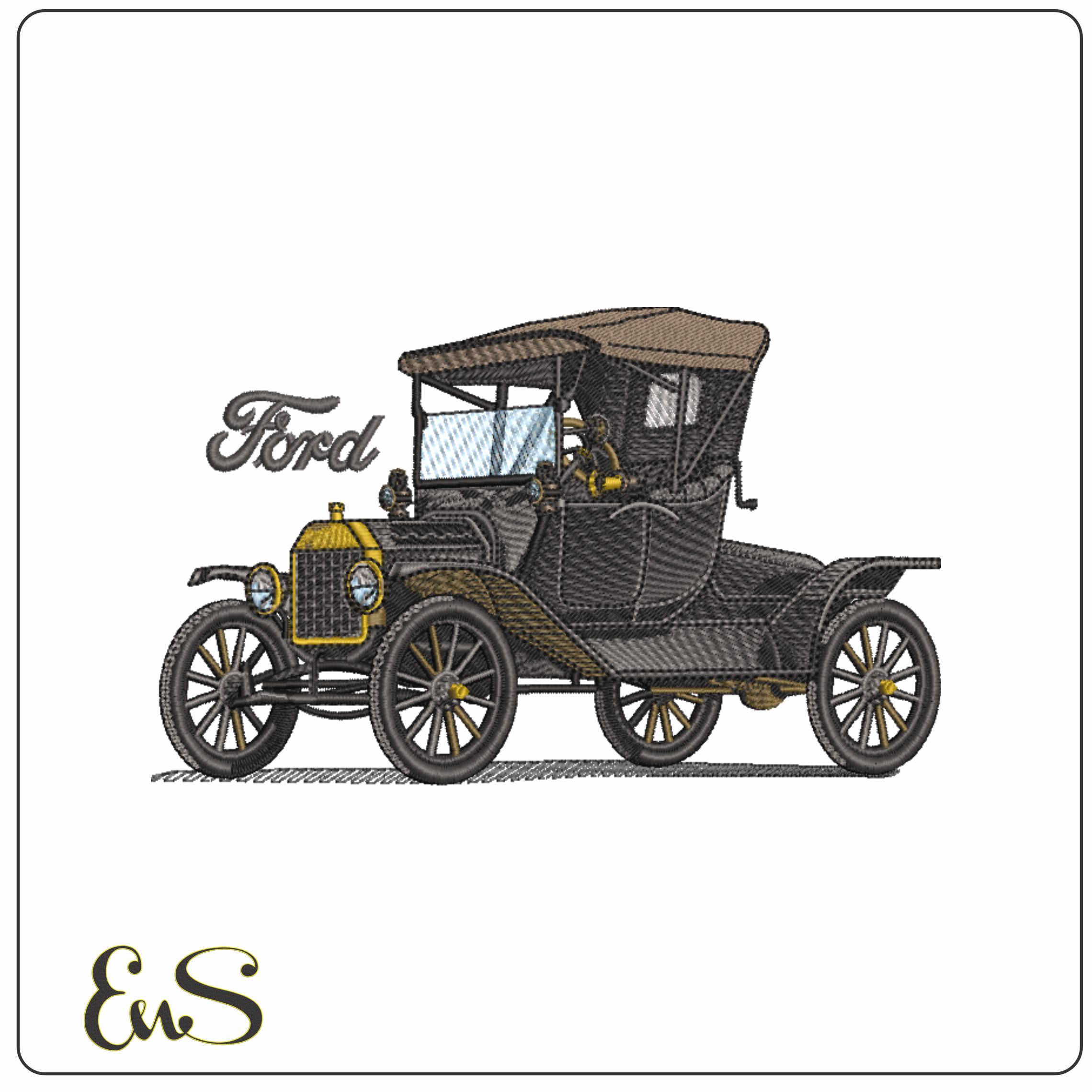 Model T Ford- Elegant embroidery design file - instant download