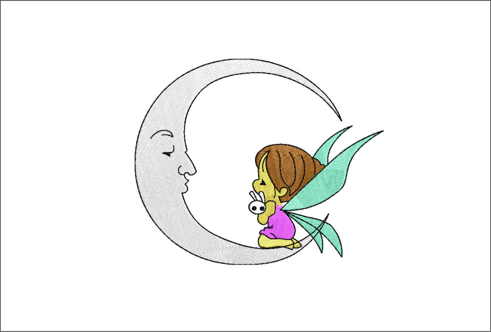 Moon Fairy- Elegant embroidery design file - instant download