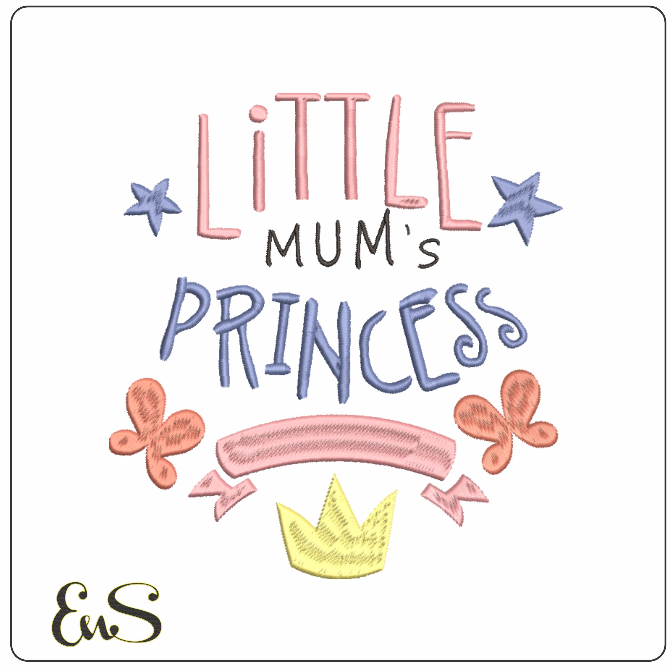 Mum Little Princess- Elegant embroidery design file - instant download