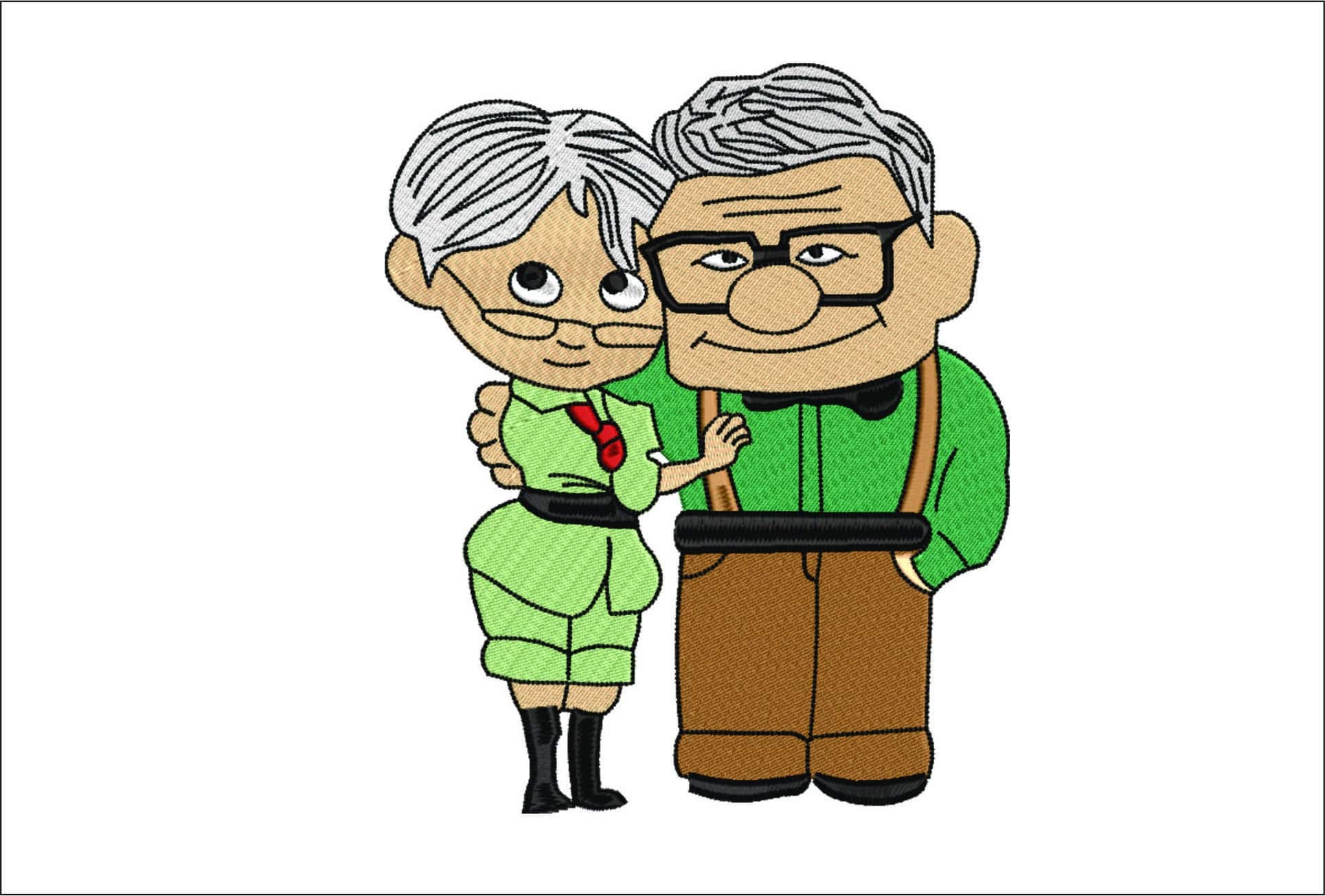Old Carl and Ellie - Up- Elegant embroidery design file - instant download