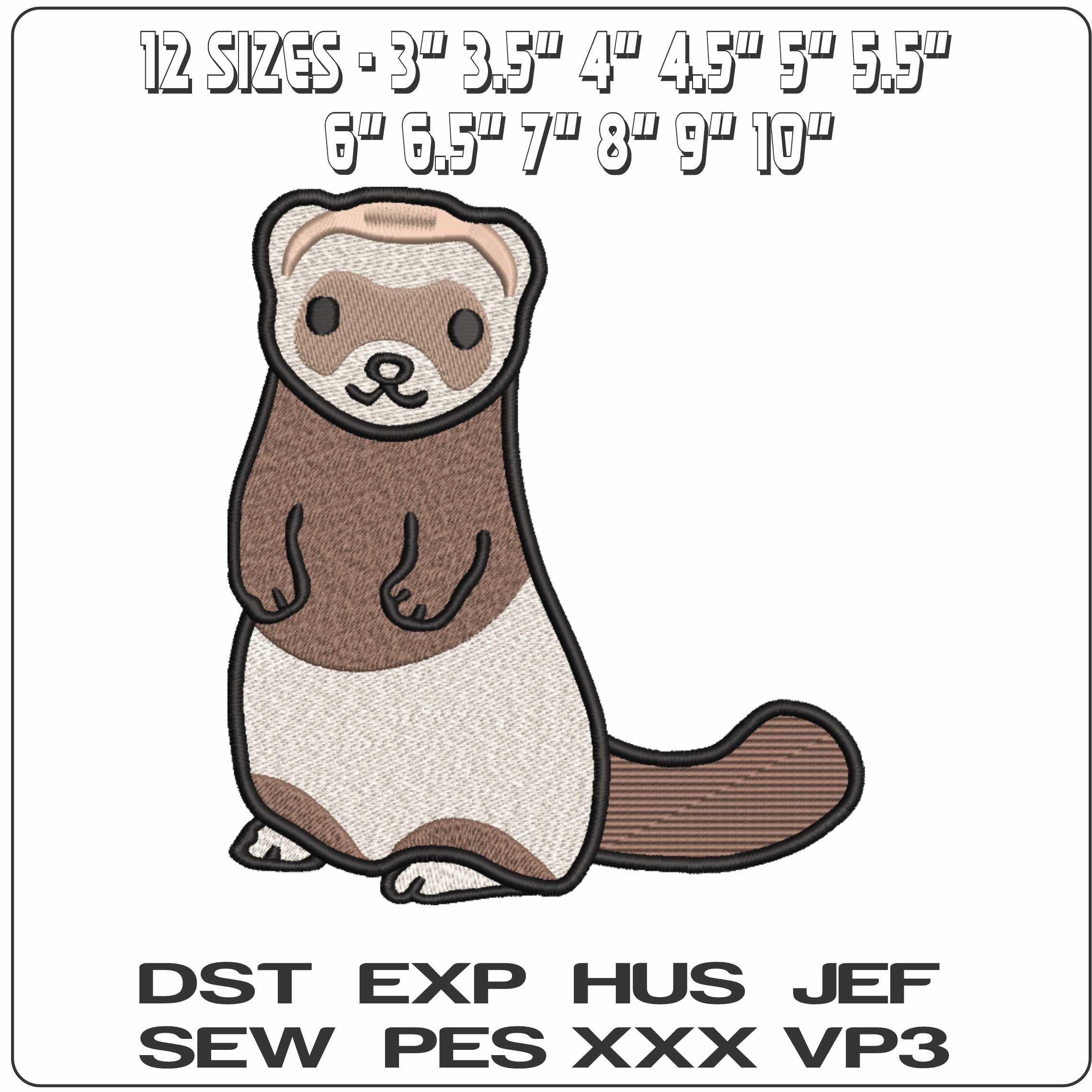 Otter Upright- Elegant embroidery design file - instant download