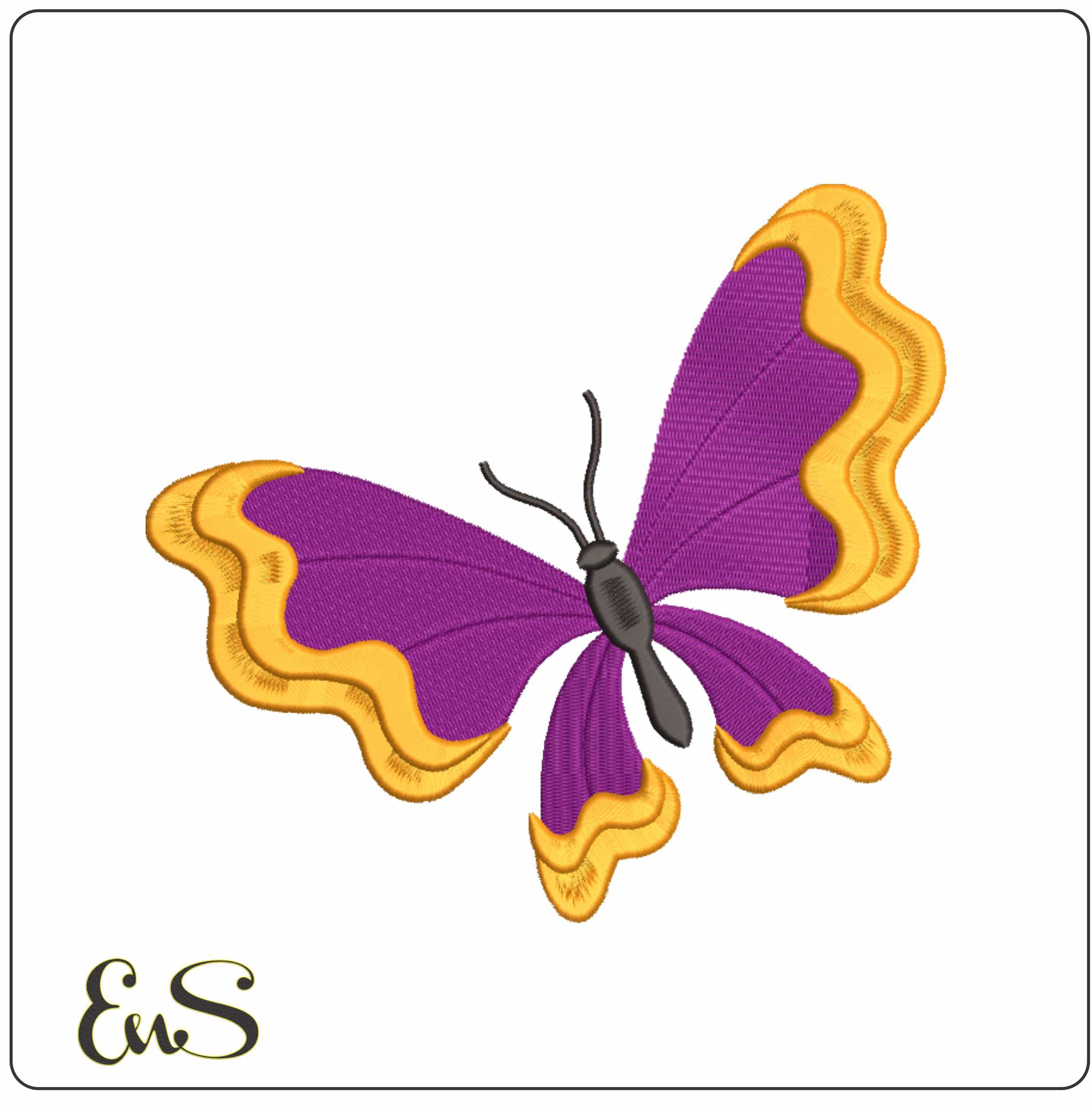 Purple Butterfly- Elegant embroidery design file - instant download