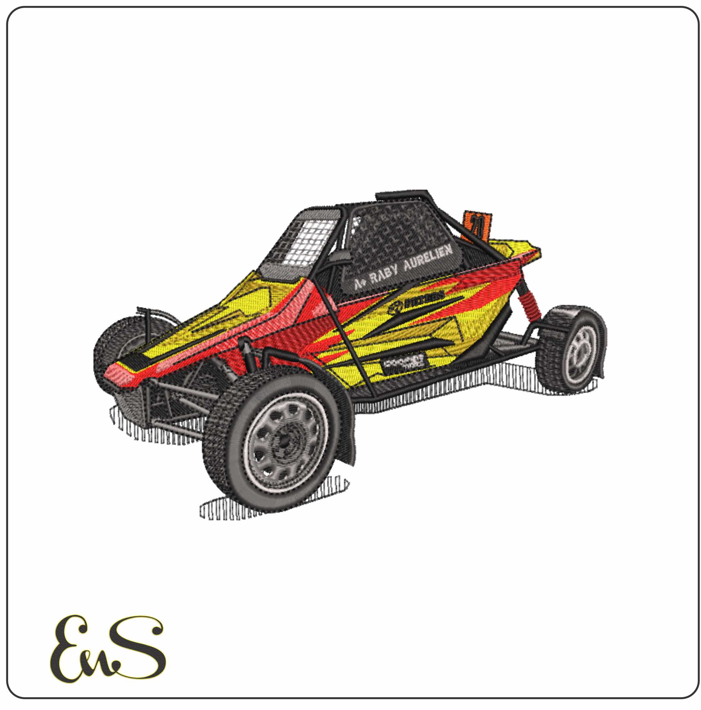 Racing Dune Buggy- Elegant embroidery design file - instant download