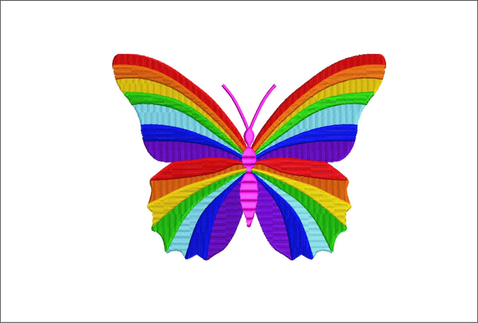 Rainbow Butterfly- Elegant embroidery design file - instant download