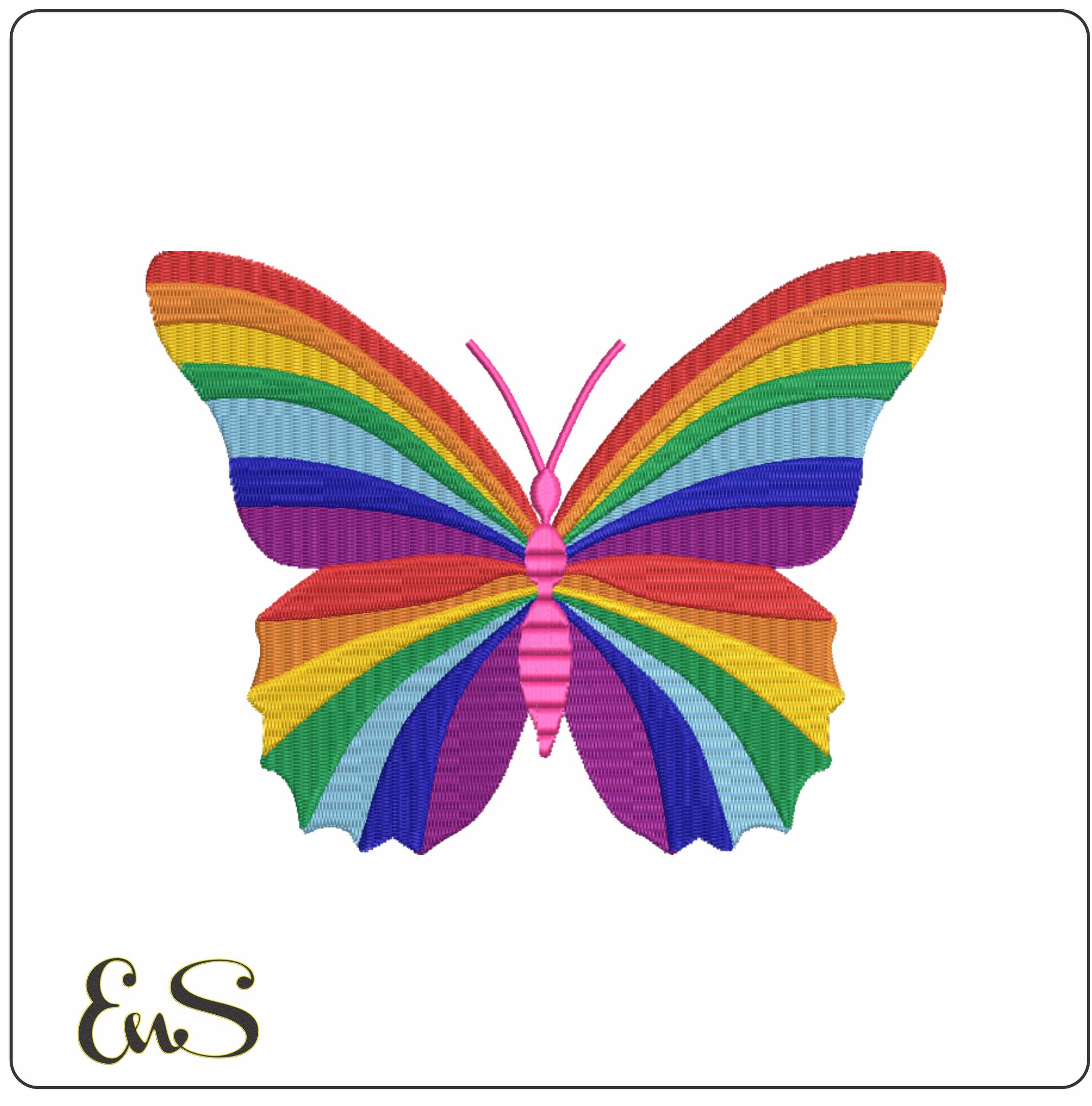 Rainbow Butterfly- Elegant embroidery design file - instant download